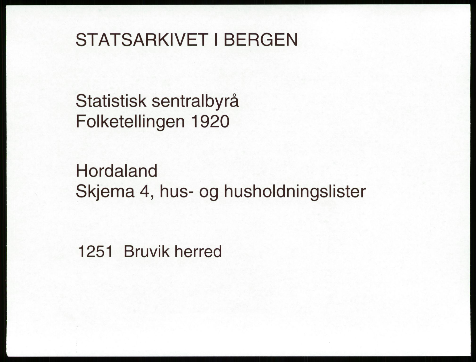 SAB, 1920 census for Bruvik, 1920, p. 53