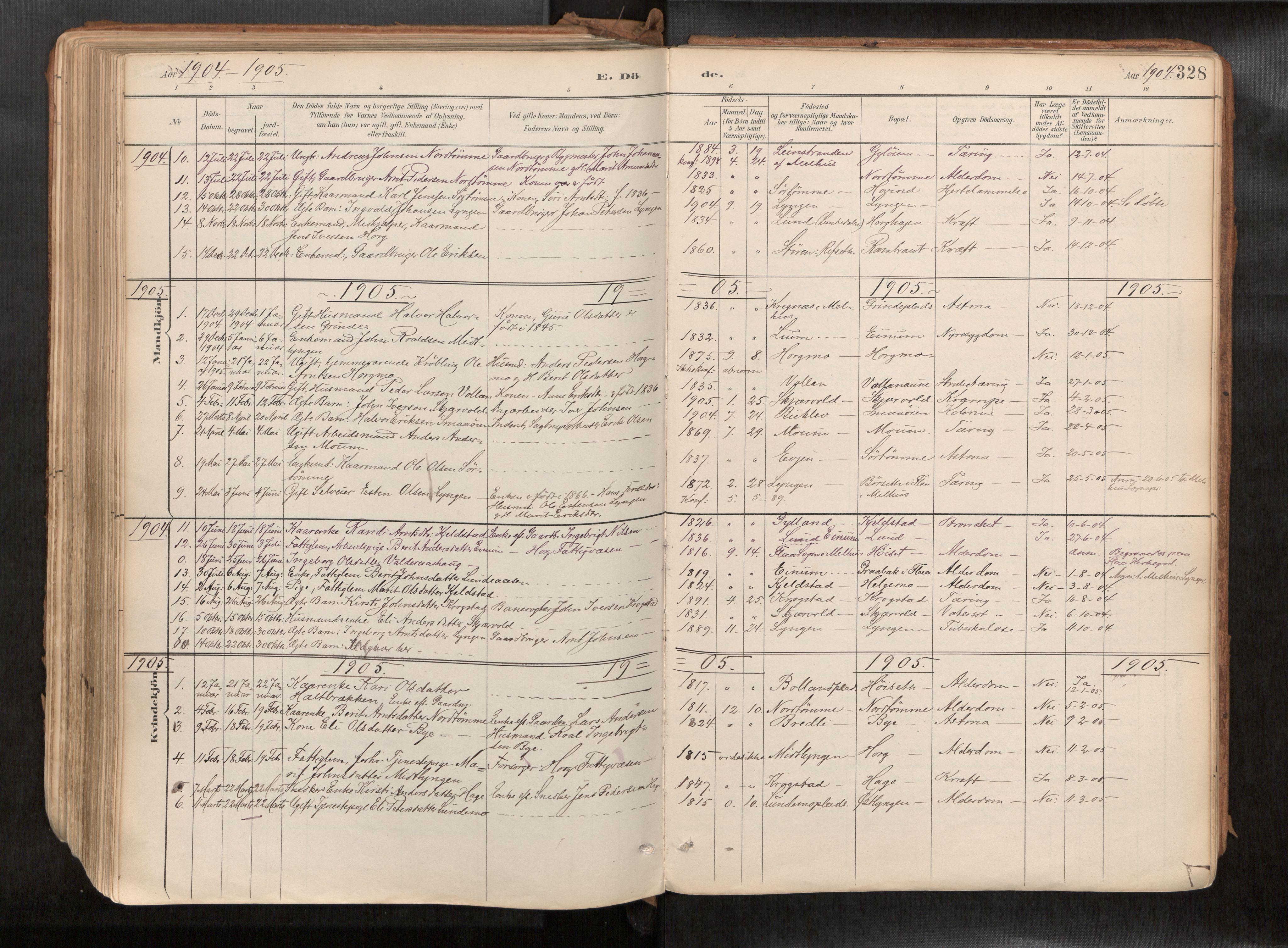 Ministerialprotokoller, klokkerbøker og fødselsregistre - Sør-Trøndelag, SAT/A-1456/692/L1105b: Parish register (official) no. 692A06, 1891-1934, p. 328