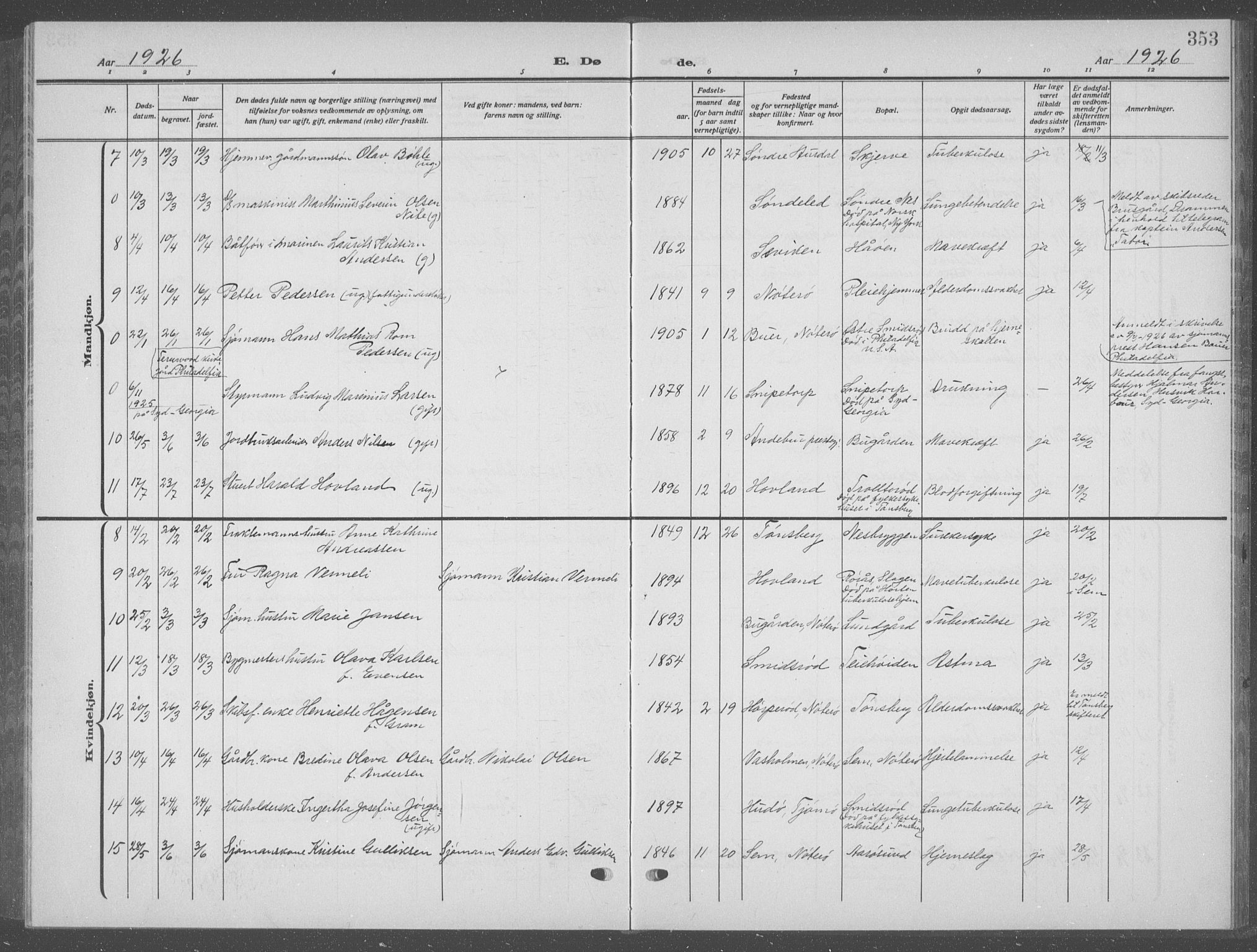 Nøtterøy kirkebøker, AV/SAKO-A-354/G/Ga/L0006: Parish register (copy) no. I 6, 1925-1939, p. 353