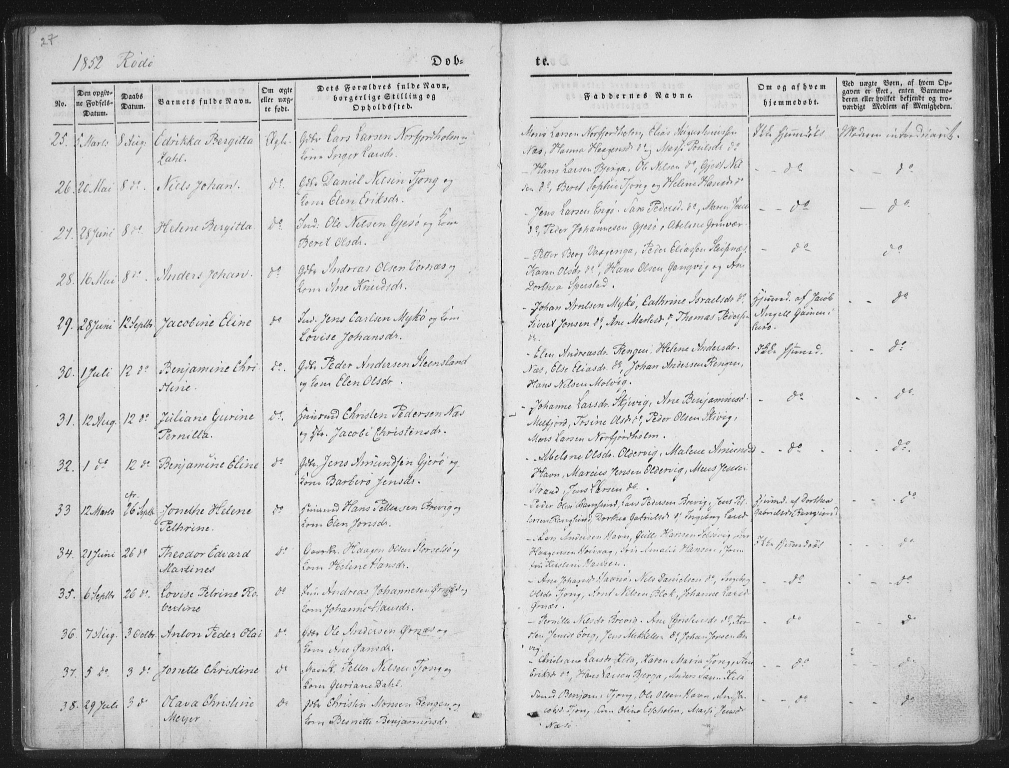 Ministerialprotokoller, klokkerbøker og fødselsregistre - Nordland, AV/SAT-A-1459/841/L0602: Parish register (official) no. 841A08 /1, 1845-1859, p. 27