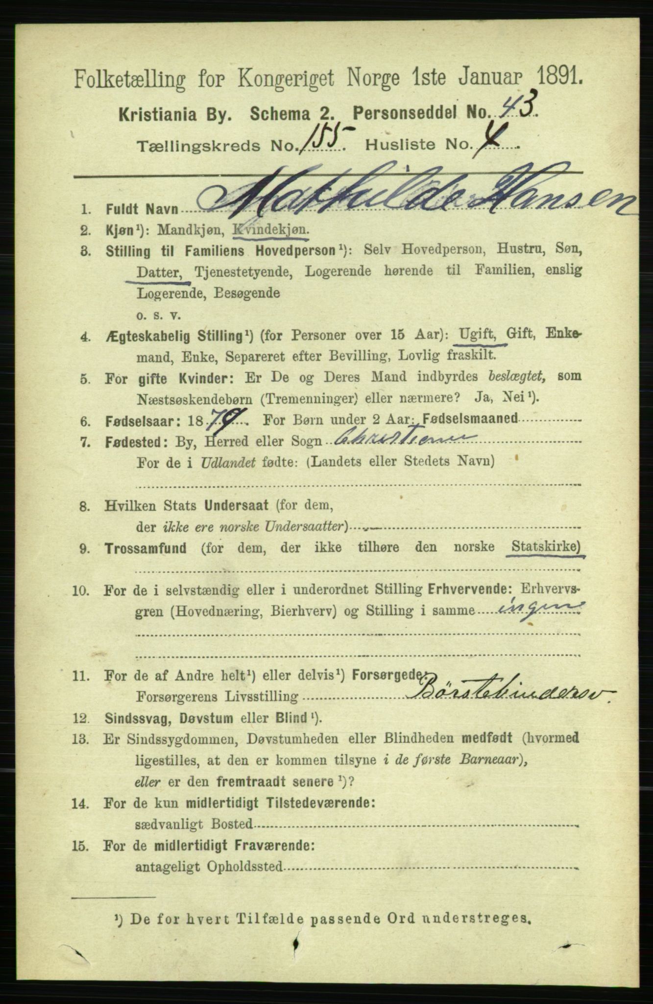 RA, 1891 census for 0301 Kristiania, 1891, p. 88301