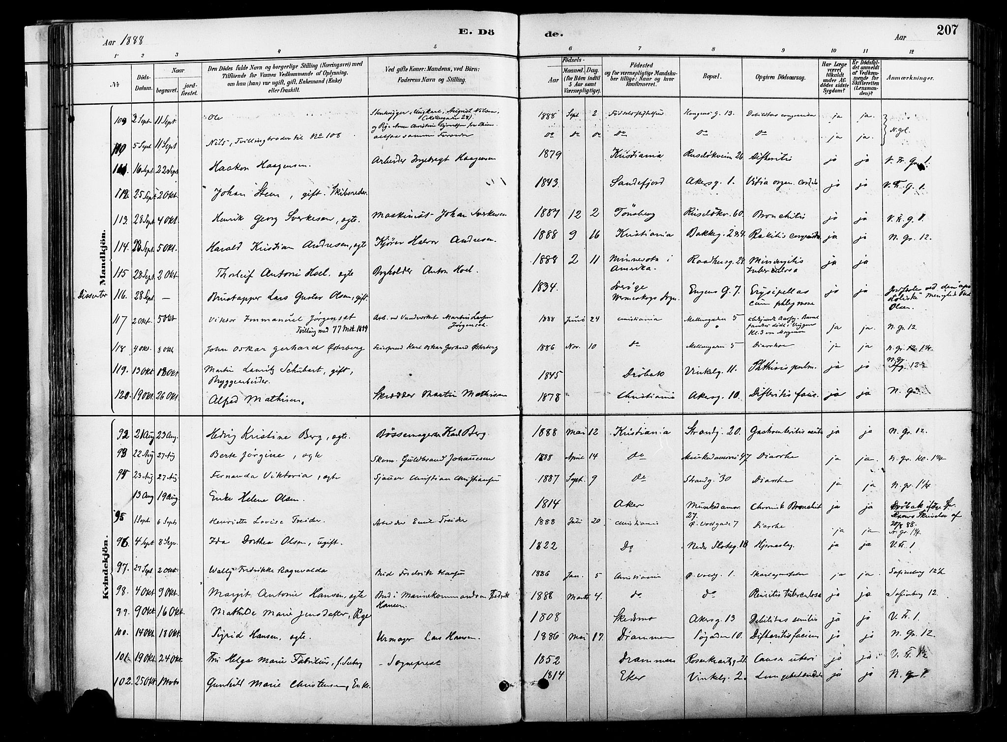 Johannes prestekontor Kirkebøker, AV/SAO-A-10852/F/Fa/L0004: Parish register (official) no. 4, 1883-1907, p. 207