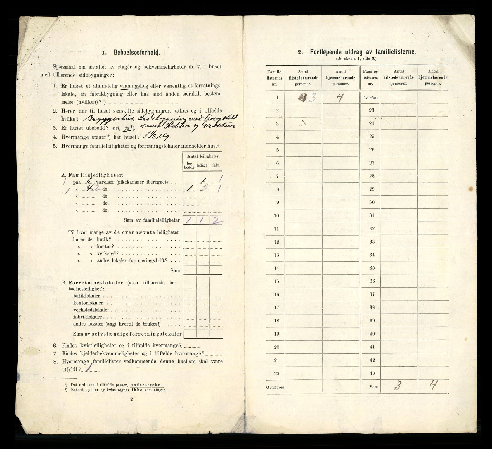 RA, 1910 census for Lillehammer, 1910, p. 22