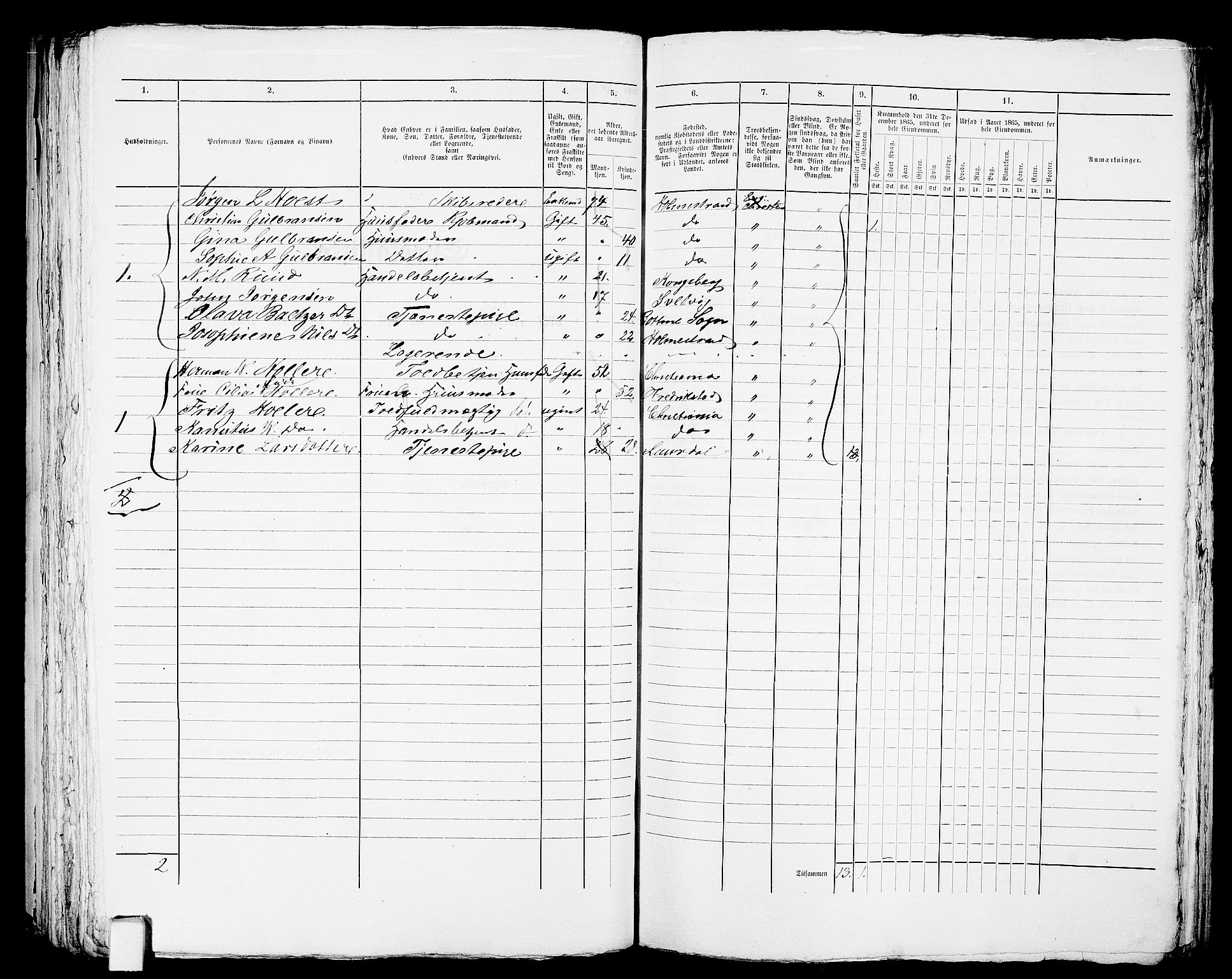 RA, 1865 census for Botne/Holmestrand, 1865, p. 192