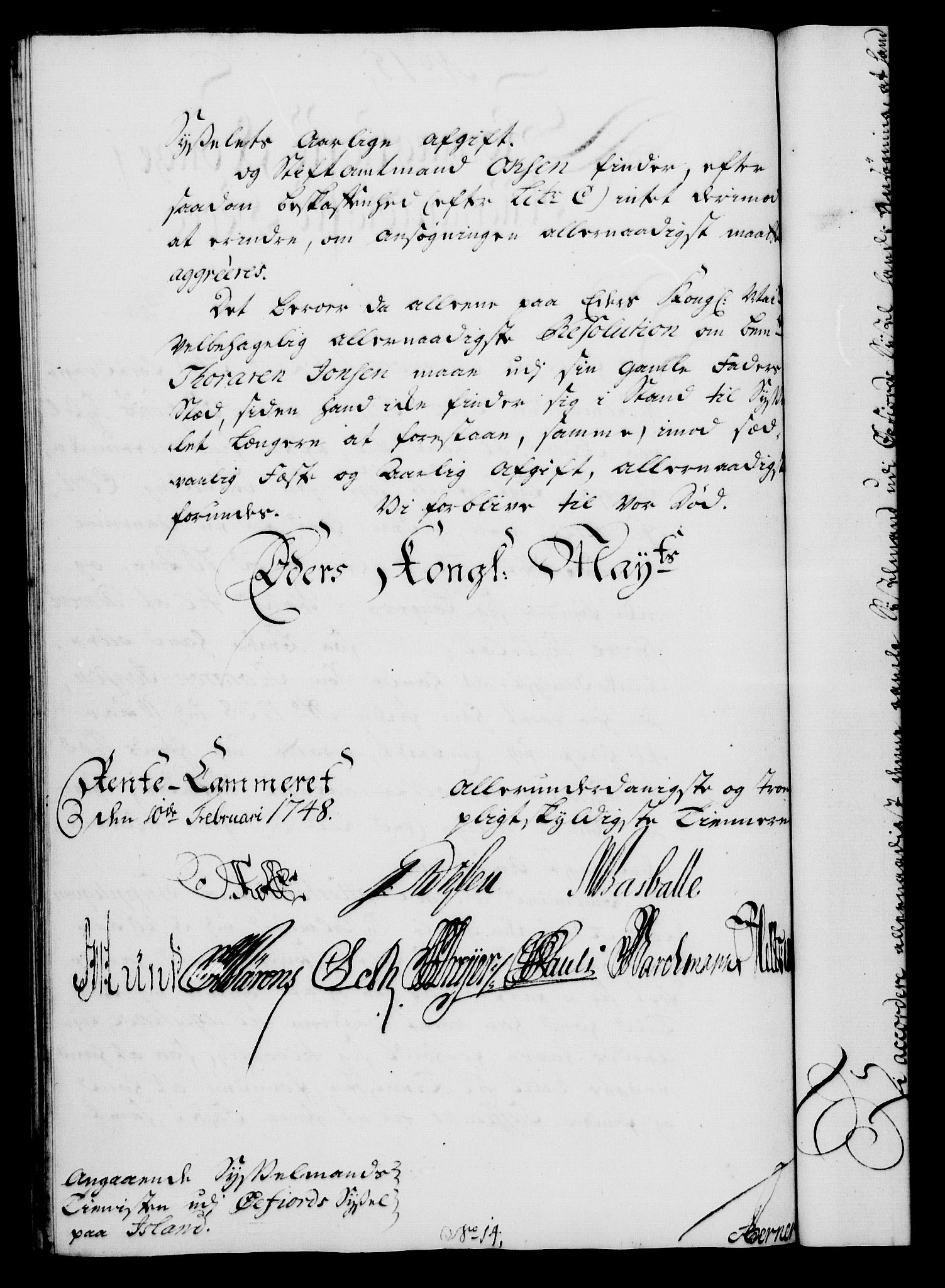 Rentekammeret, Kammerkanselliet, RA/EA-3111/G/Gf/Gfa/L0030: Norsk relasjons- og resolusjonsprotokoll (merket RK 52.30), 1748, p. 124