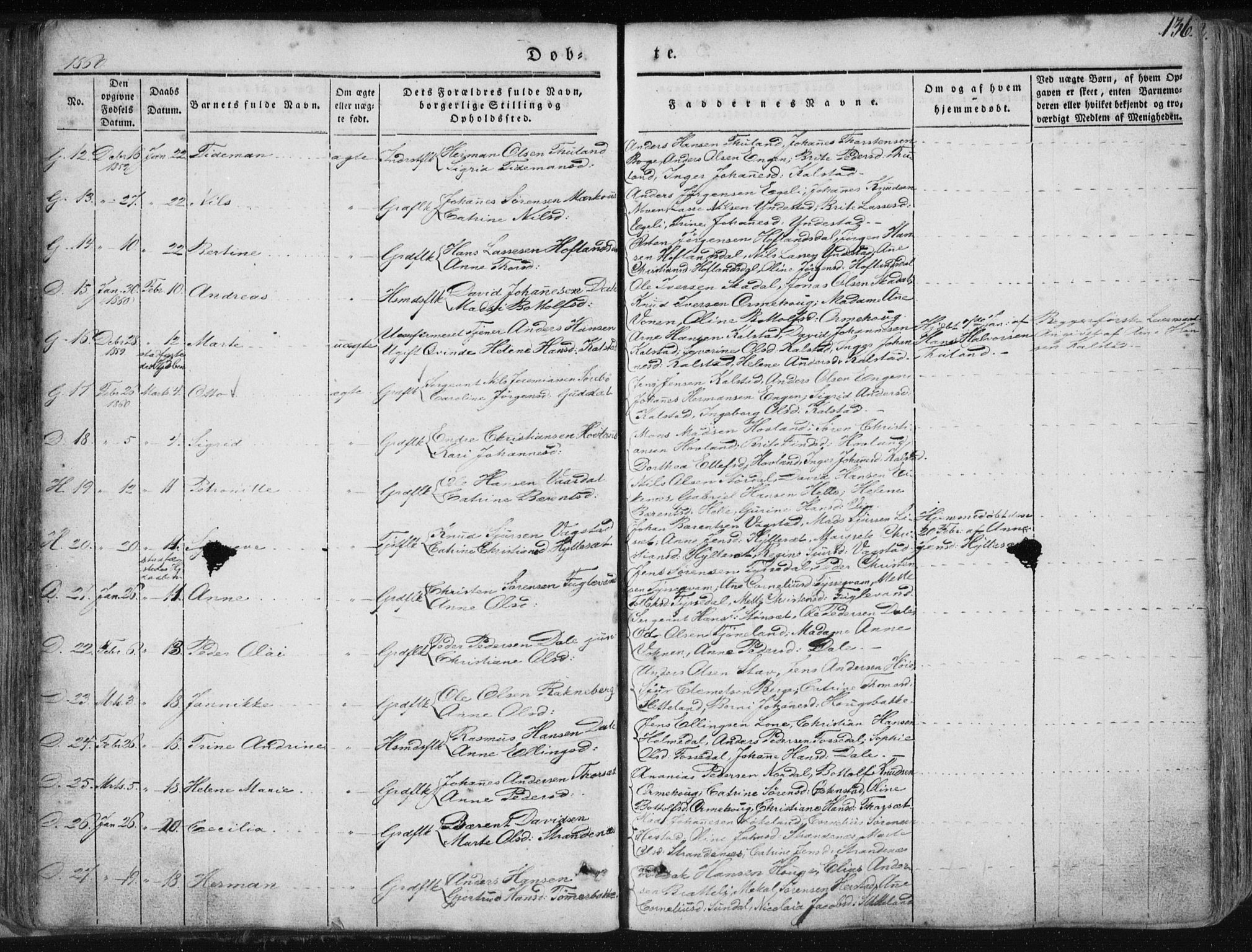 Fjaler sokneprestembete, SAB/A-79801/H/Haa/Haaa/L0006: Parish register (official) no. A 6, 1835-1884, p. 136