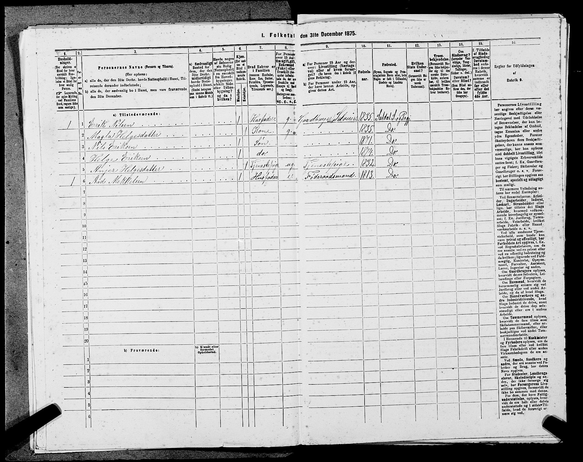 SAST, 1875 census for 1134P Suldal, 1875, p. 518