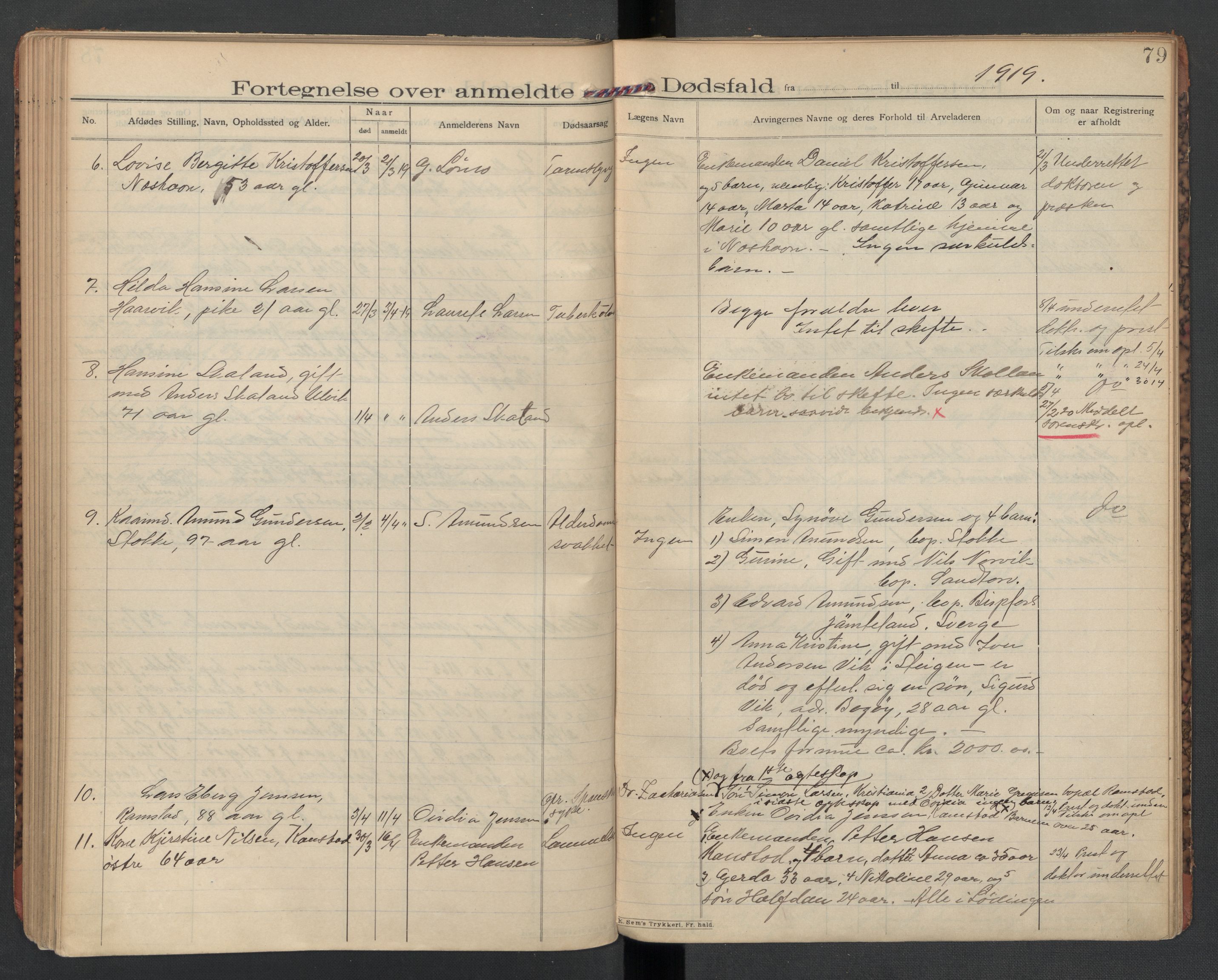 Lødingen og Tjeldsund lensmannskontor, AV/SAT-A-5698/1/02/L0002: 2.01.02 - Dødsfallsprotokoll, 1907-1921, p. 79