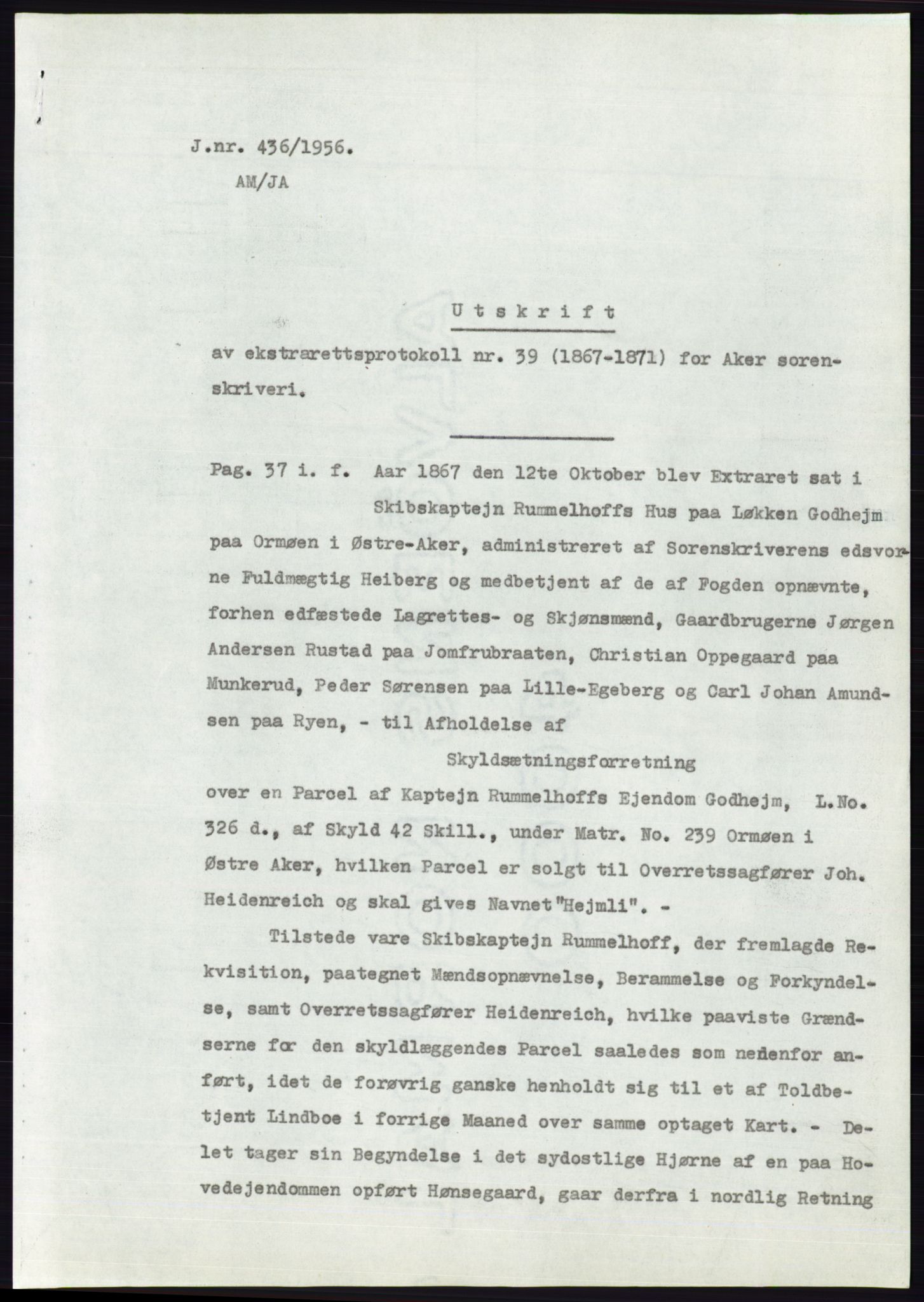 Statsarkivet i Oslo, SAO/A-10621/Z/Zd/L0004: Avskrifter, j.nr 1-797/1956, 1956, p. 301