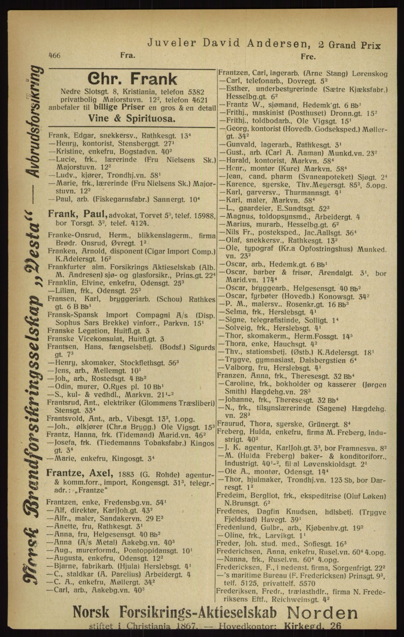 Kristiania/Oslo adressebok, PUBL/-, 1916, p. 466
