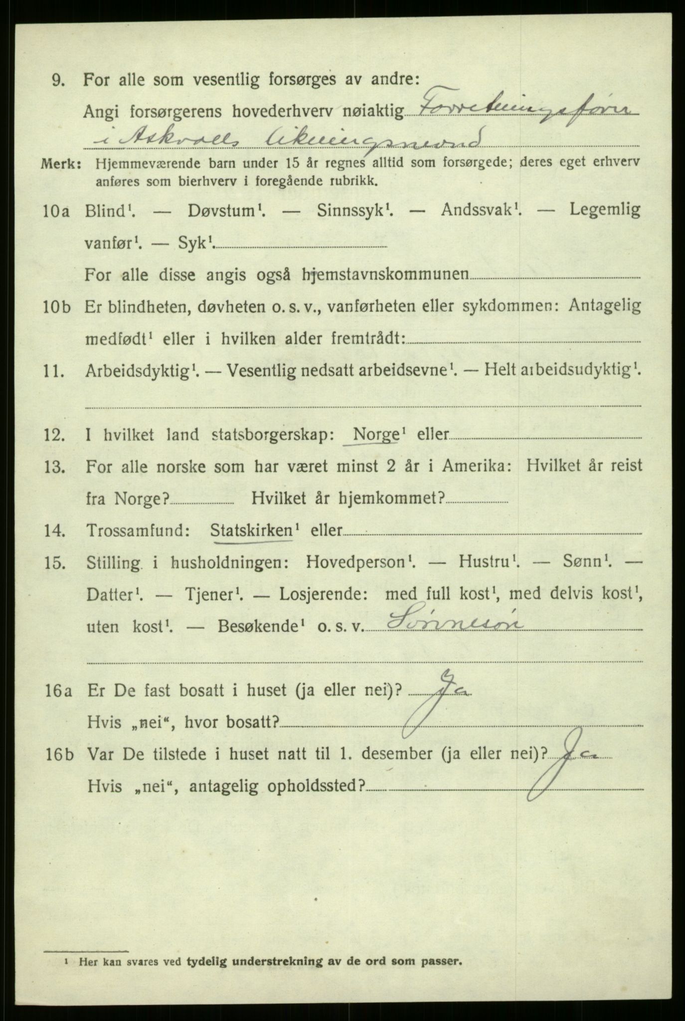 SAB, 1920 census for Askvoll, 1920, p. 4391