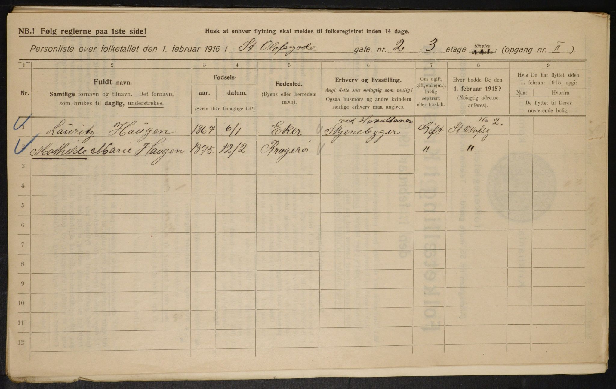 OBA, Municipal Census 1916 for Kristiania, 1916, p. 90167