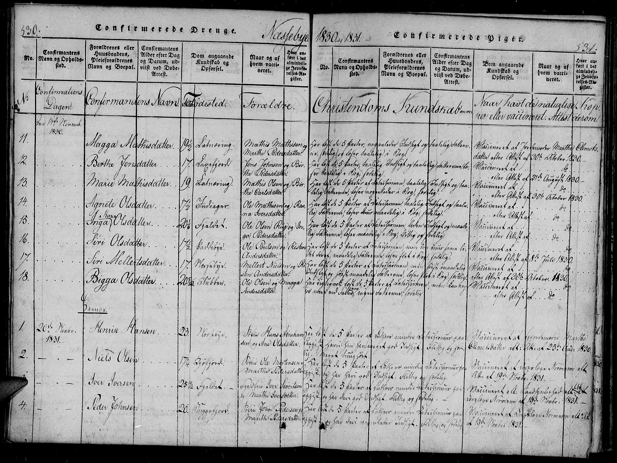 Vadsø sokneprestkontor, SATØ/S-1325/H/Ha/L0003kirke: Parish register (official) no. 3 /2, 1821-1839, p. 530-531
