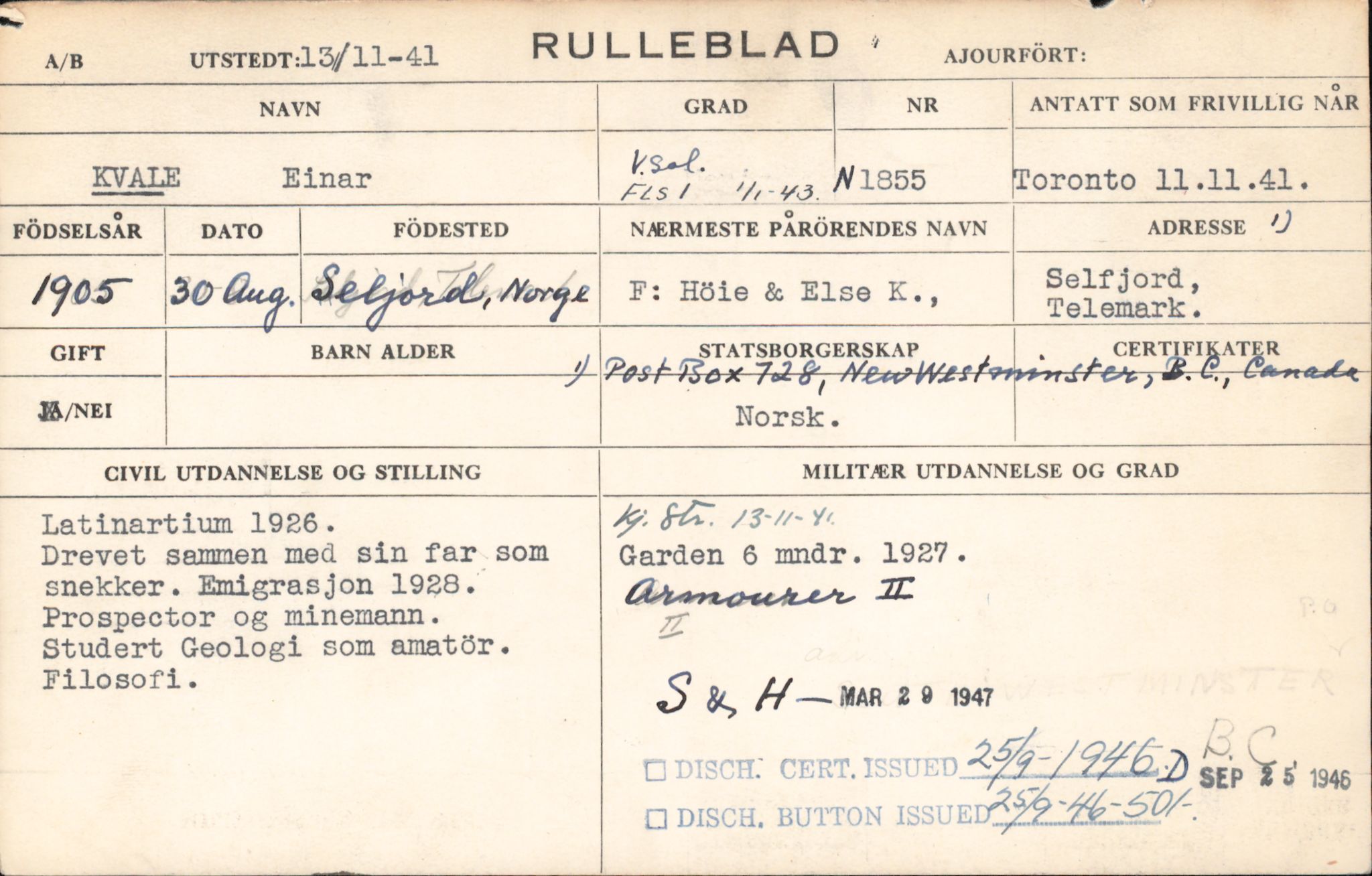 Forsvaret, Forsvarets overkommando/Luftforsvarsstaben, AV/RA-RAFA-4079/P/Pa/L0013: Personellmapper, 1905, p. 347