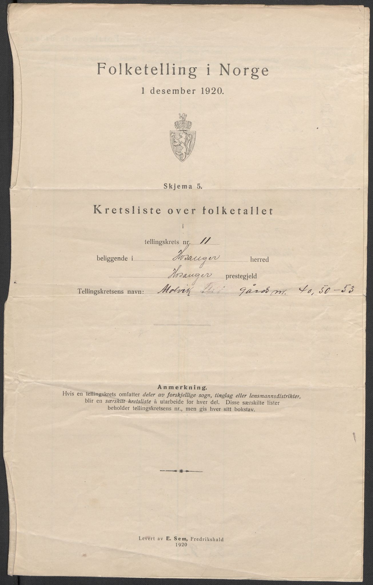 SAB, 1920 census for Hosanger, 1920, p. 35