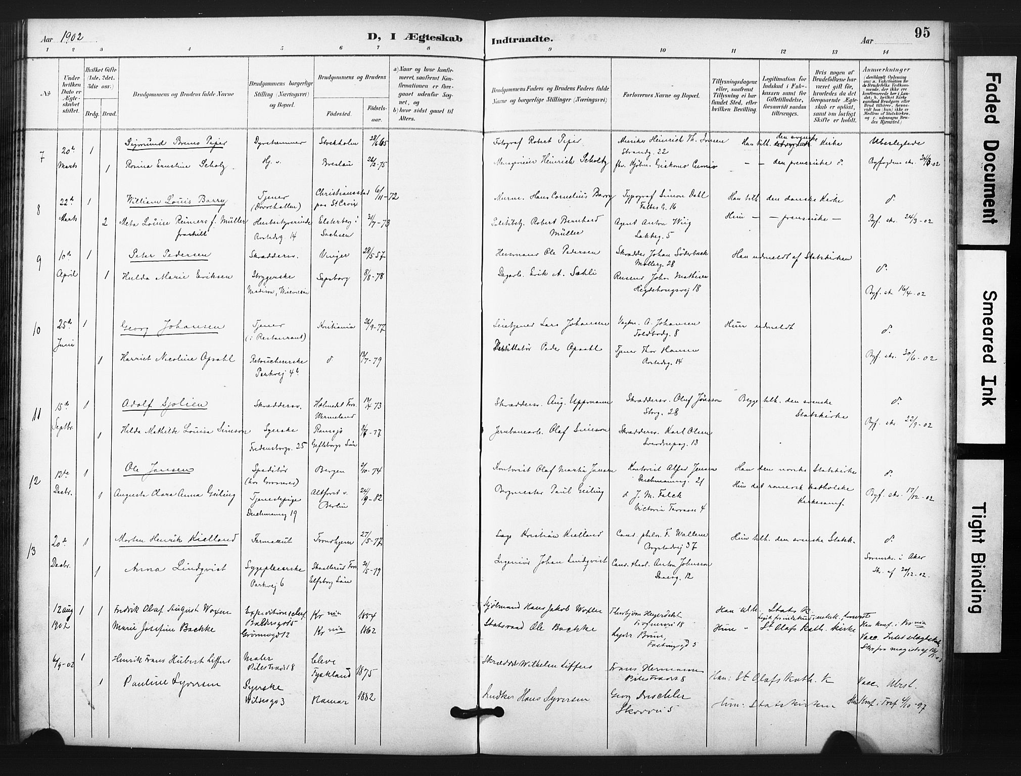 Trefoldighet prestekontor Kirkebøker, AV/SAO-A-10882/F/Fg/L0001: Parish register (official) no. VII 1, 1892-1923, p. 95