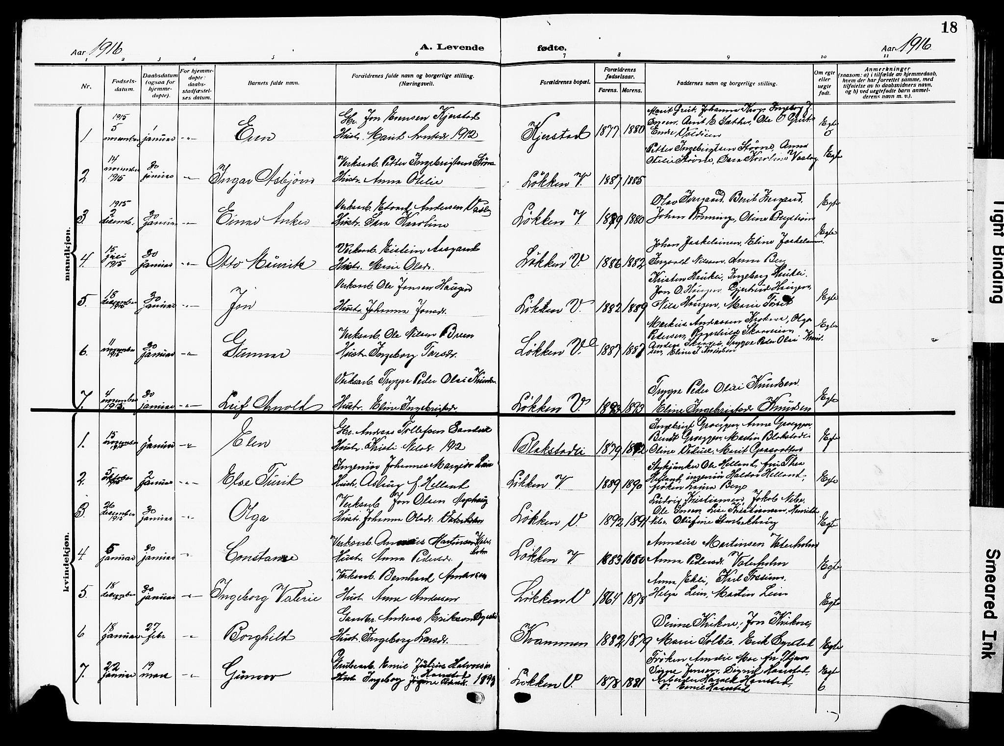 Ministerialprotokoller, klokkerbøker og fødselsregistre - Sør-Trøndelag, SAT/A-1456/672/L0865: Parish register (copy) no. 672C04, 1914-1928, p. 18