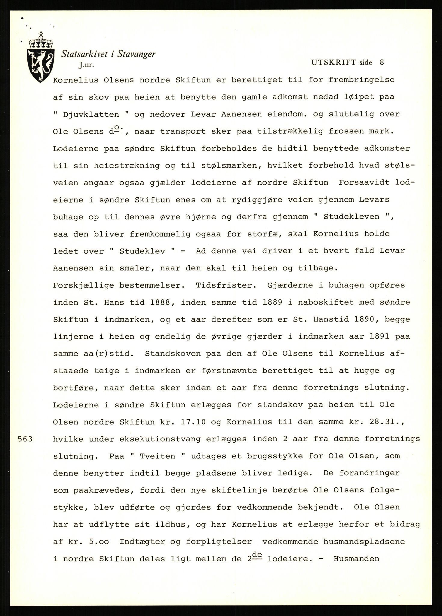 Statsarkivet i Stavanger, AV/SAST-A-101971/03/Y/Yj/L0075: Avskrifter sortert etter gårdsnavn: Skastad - Skjerveim, 1750-1930, p. 459