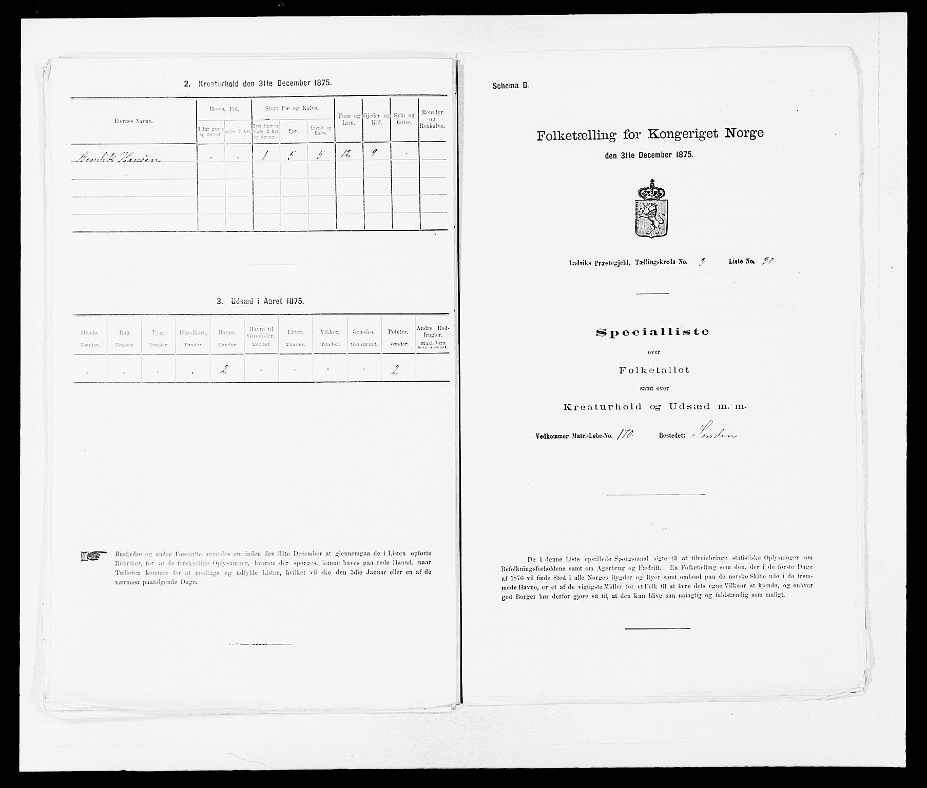 SAB, 1875 census for 1415P Lavik, 1875, p. 276