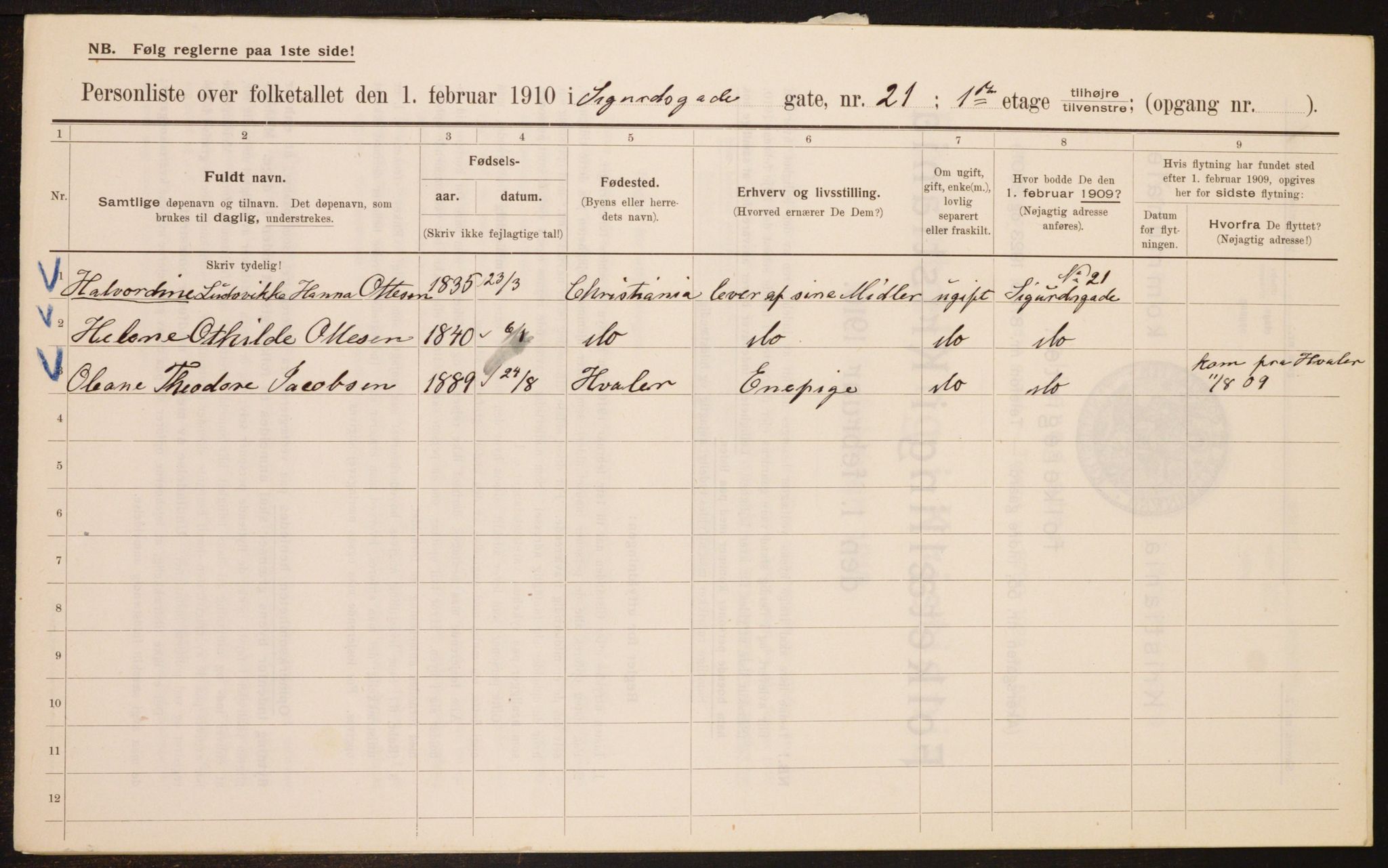 OBA, Municipal Census 1910 for Kristiania, 1910, p. 90846