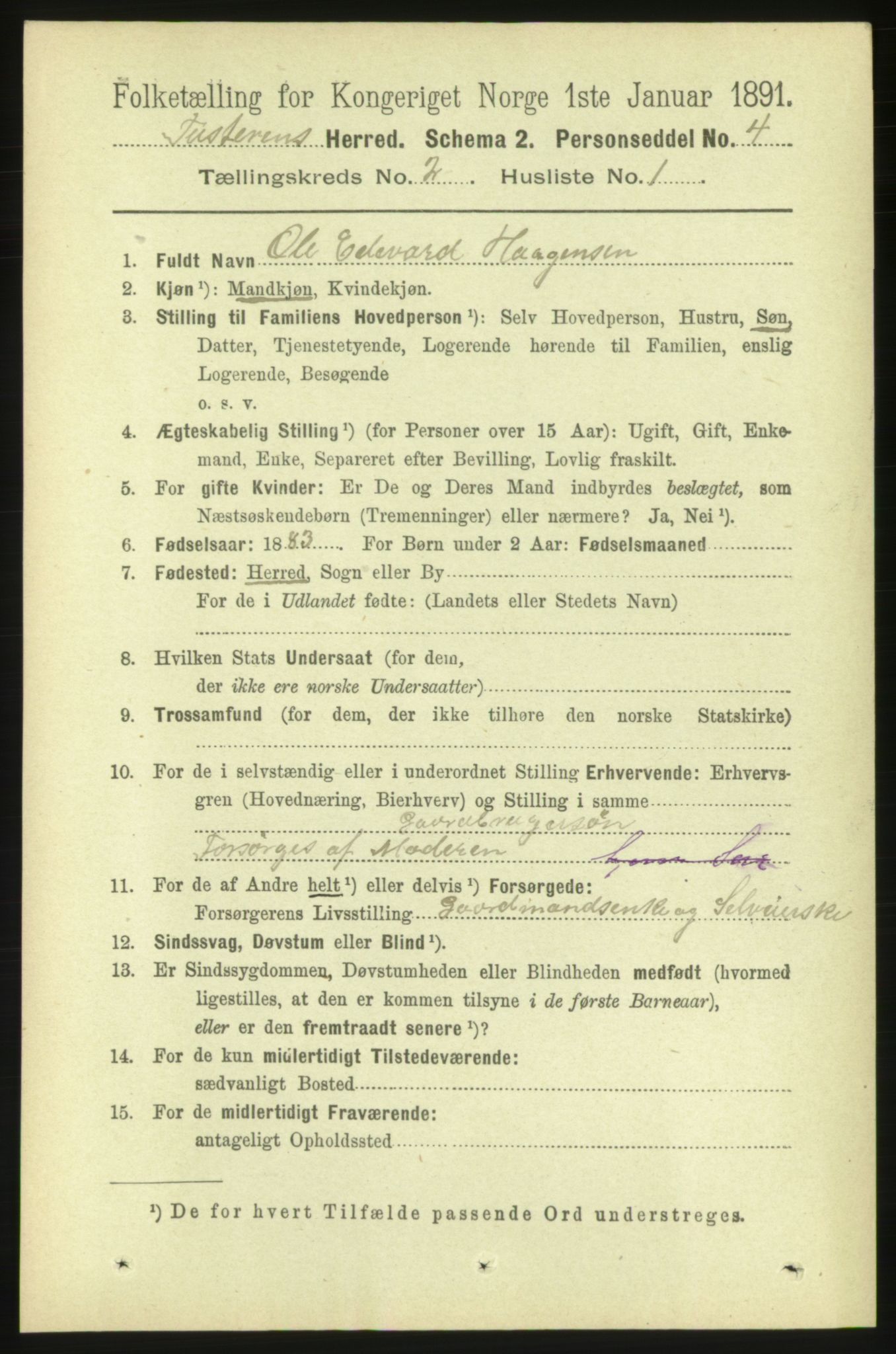 RA, 1891 census for 1572 Tustna, 1891, p. 678