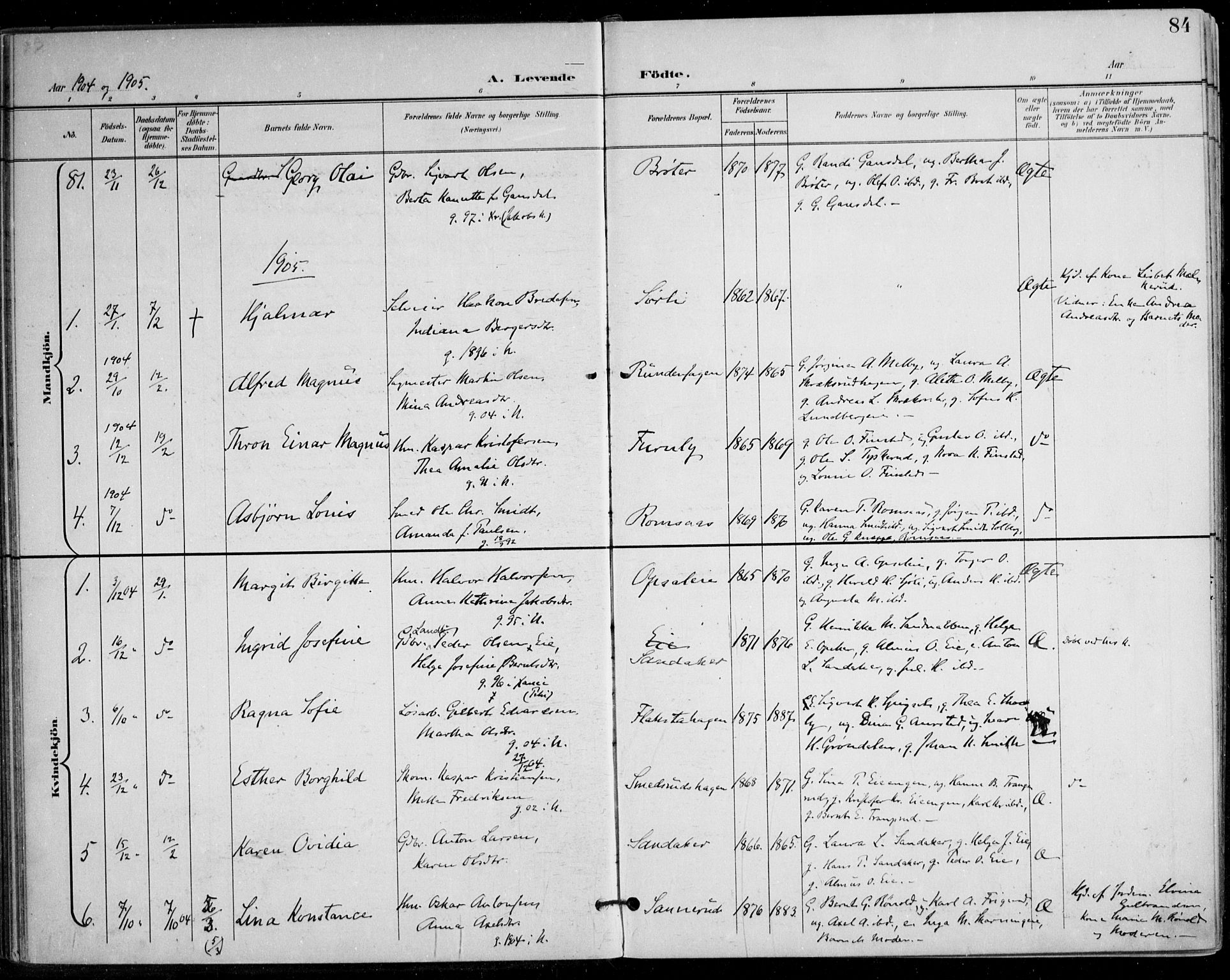 Nes prestekontor Kirkebøker, AV/SAO-A-10410/F/Fa/L0011: Parish register (official) no. I 11, 1899-1918, p. 84