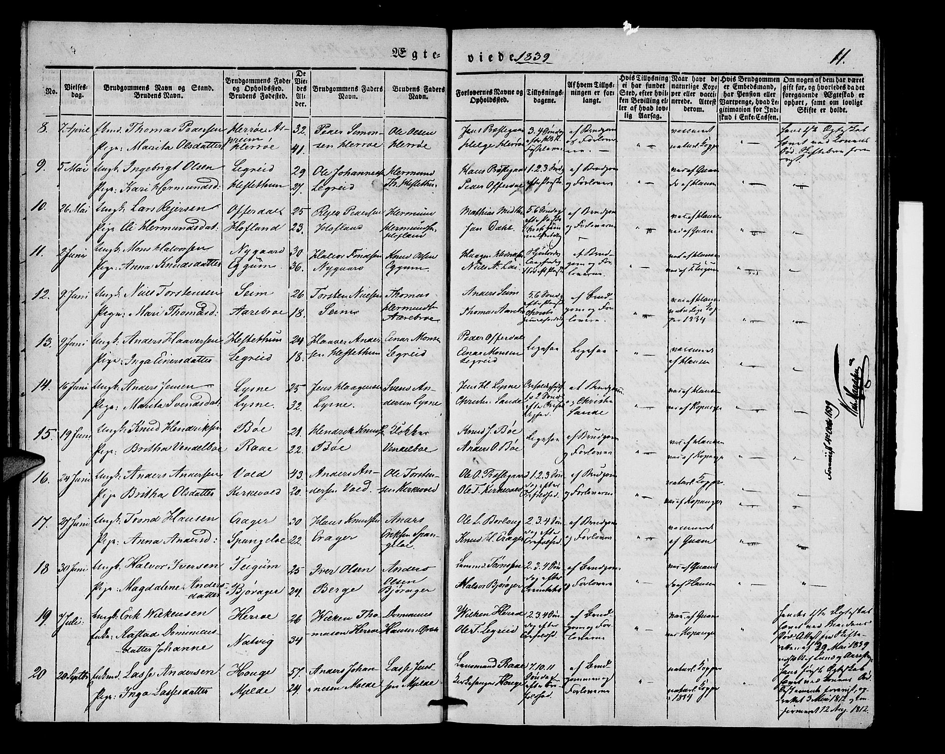 Lærdal sokneprestembete, SAB/A-81201: Parish register (official) no. A 8, 1834-1853, p. 11