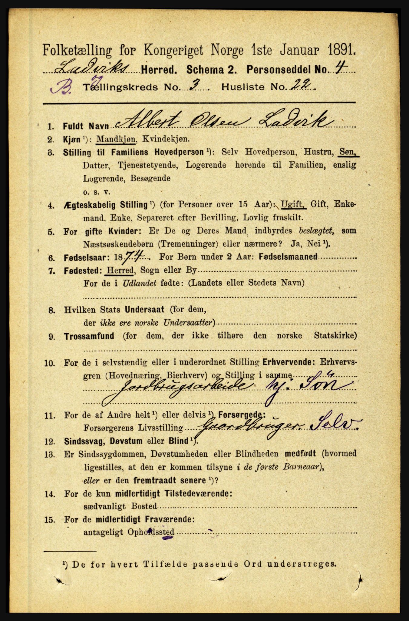 RA, 1891 census for 1415 Lavik og Brekke, 1891, p. 628