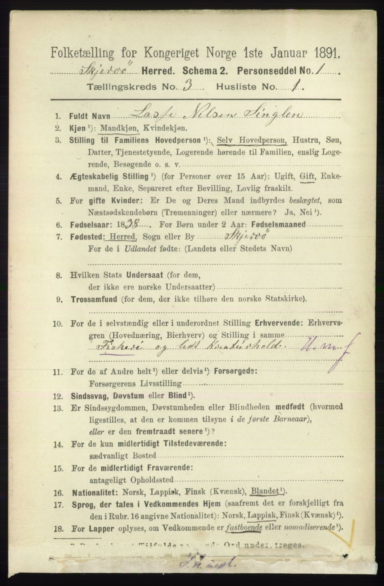 RA, 1891 census for 1941 Skjervøy, 1891, p. 1847