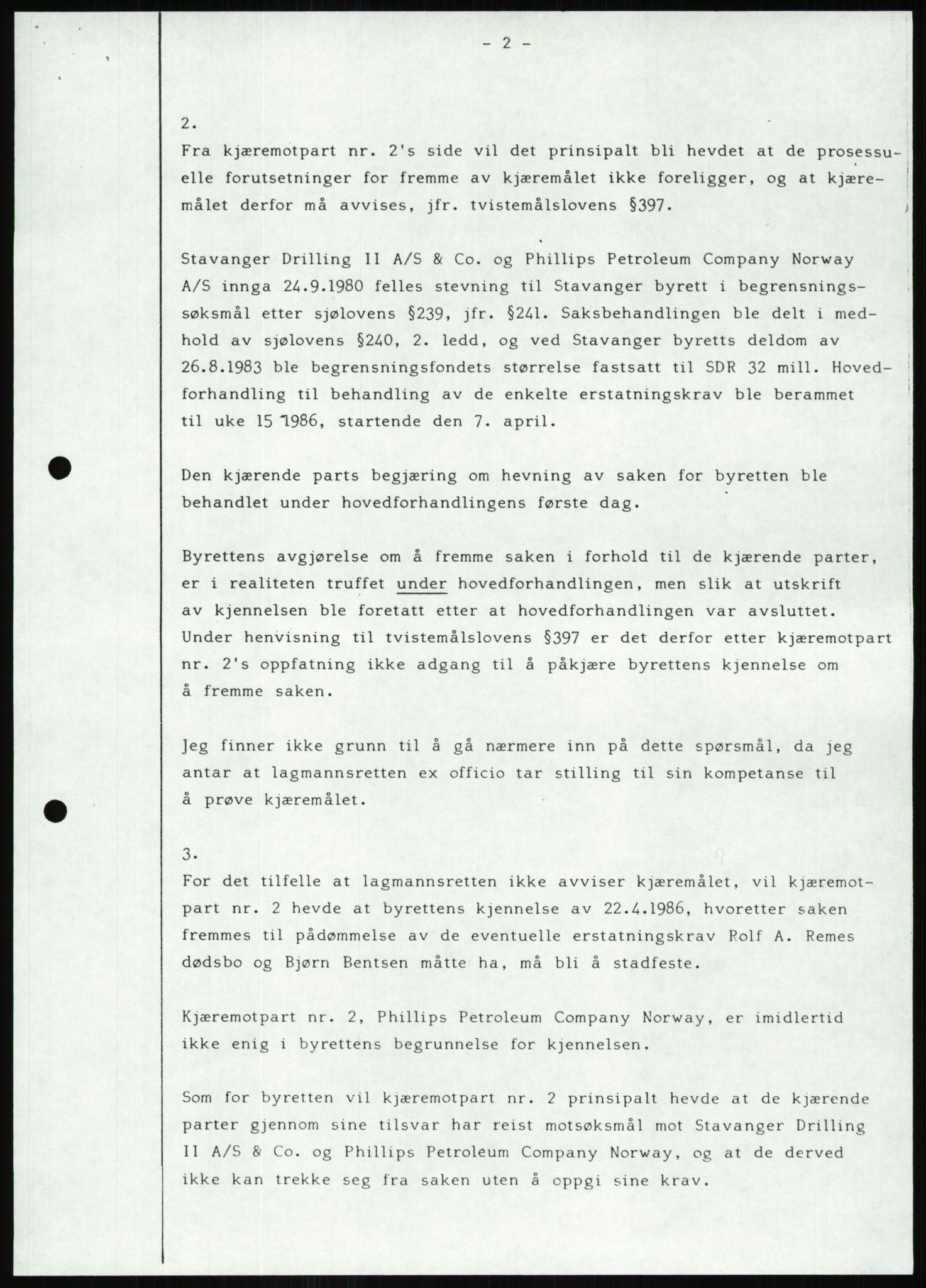 Pa 1503 - Stavanger Drilling AS, AV/SAST-A-101906/Da/L0001: Alexander L. Kielland - Begrensningssak Stavanger byrett, 1986, p. 590