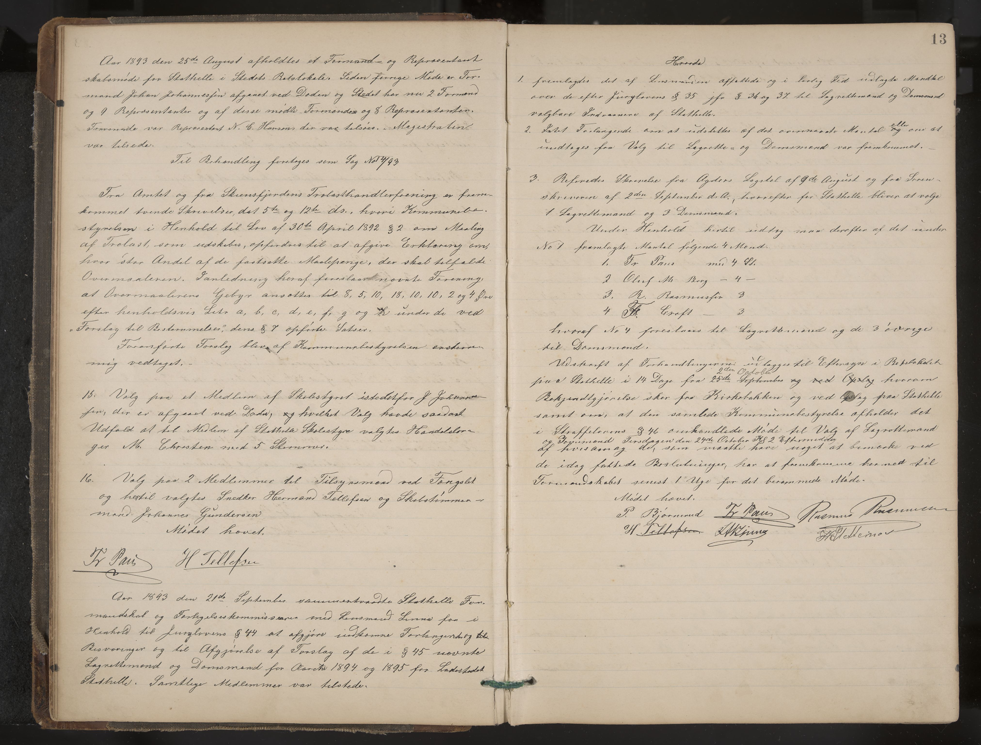 Stathelle formannskap og sentraladministrasjon, IKAK/0803021/A/L0002: Møtebok, 1892-1909, p. 13