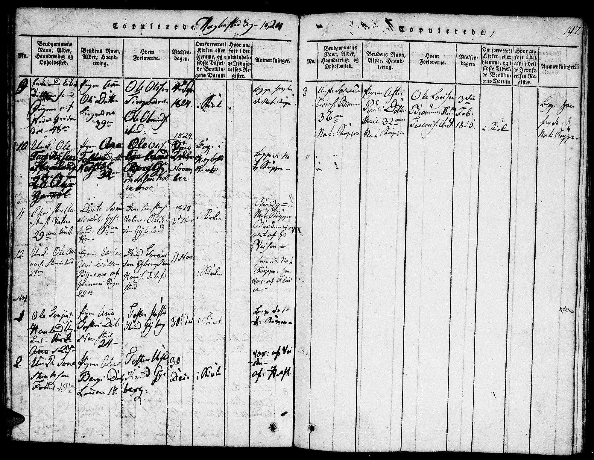 Hægebostad sokneprestkontor, SAK/1111-0024/F/Fa/Faa/L0002: Parish register (official) no. A 2 /1, 1816-1825, p. 197