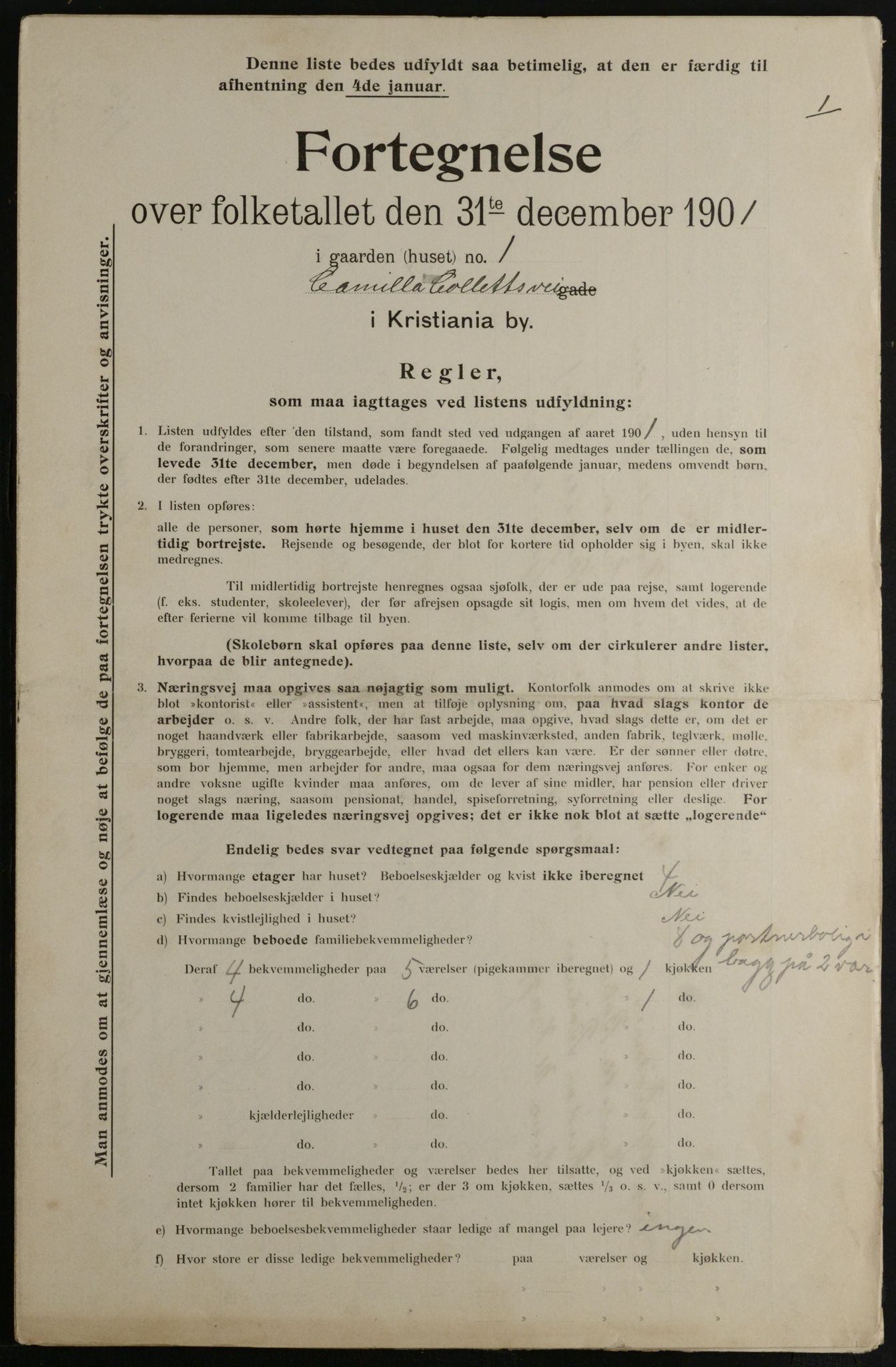 OBA, Municipal Census 1901 for Kristiania, 1901, p. 1891