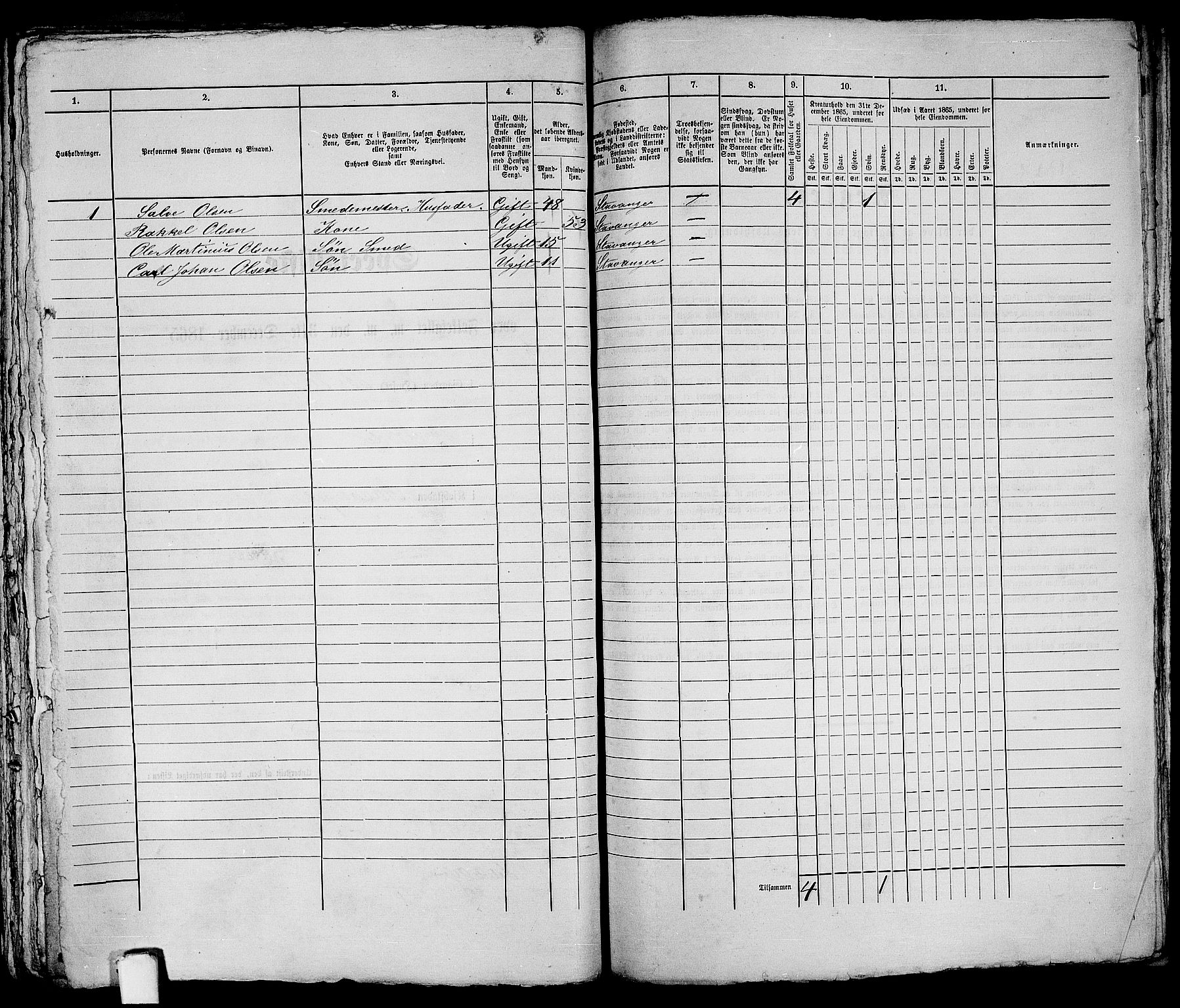 RA, 1865 census for Stavanger, 1865, p. 2941