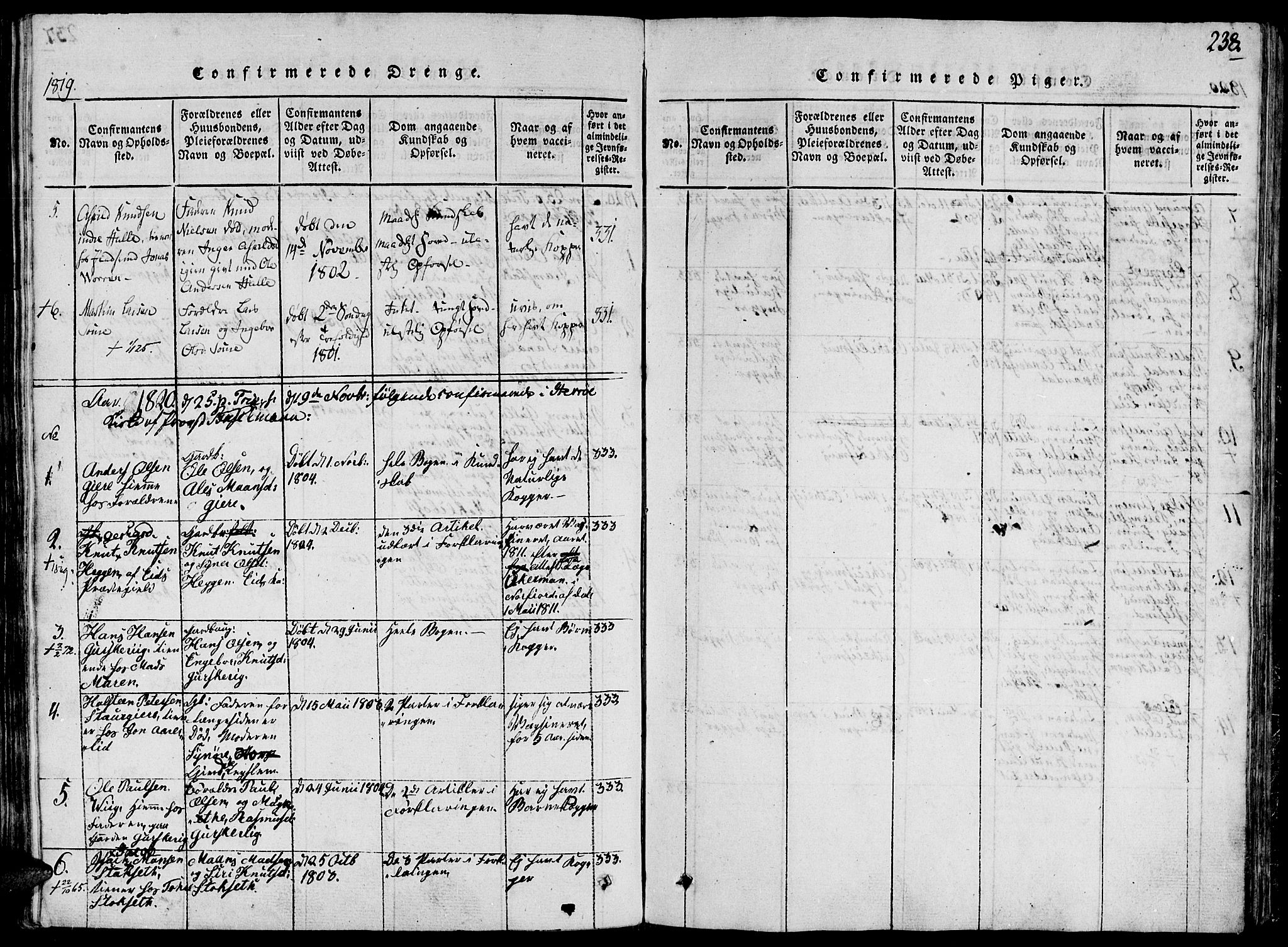 Ministerialprotokoller, klokkerbøker og fødselsregistre - Møre og Romsdal, AV/SAT-A-1454/503/L0033: Parish register (official) no. 503A01, 1816-1841, p. 238