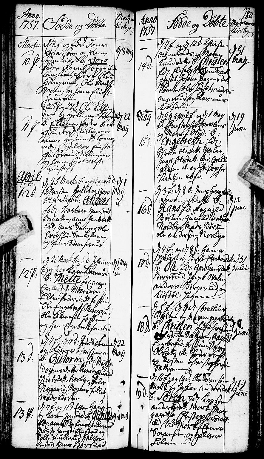 Aurskog prestekontor Kirkebøker, AV/SAO-A-10304a/F/Fa/L0002: Parish register (official) no. I 2, 1735-1766, p. 180