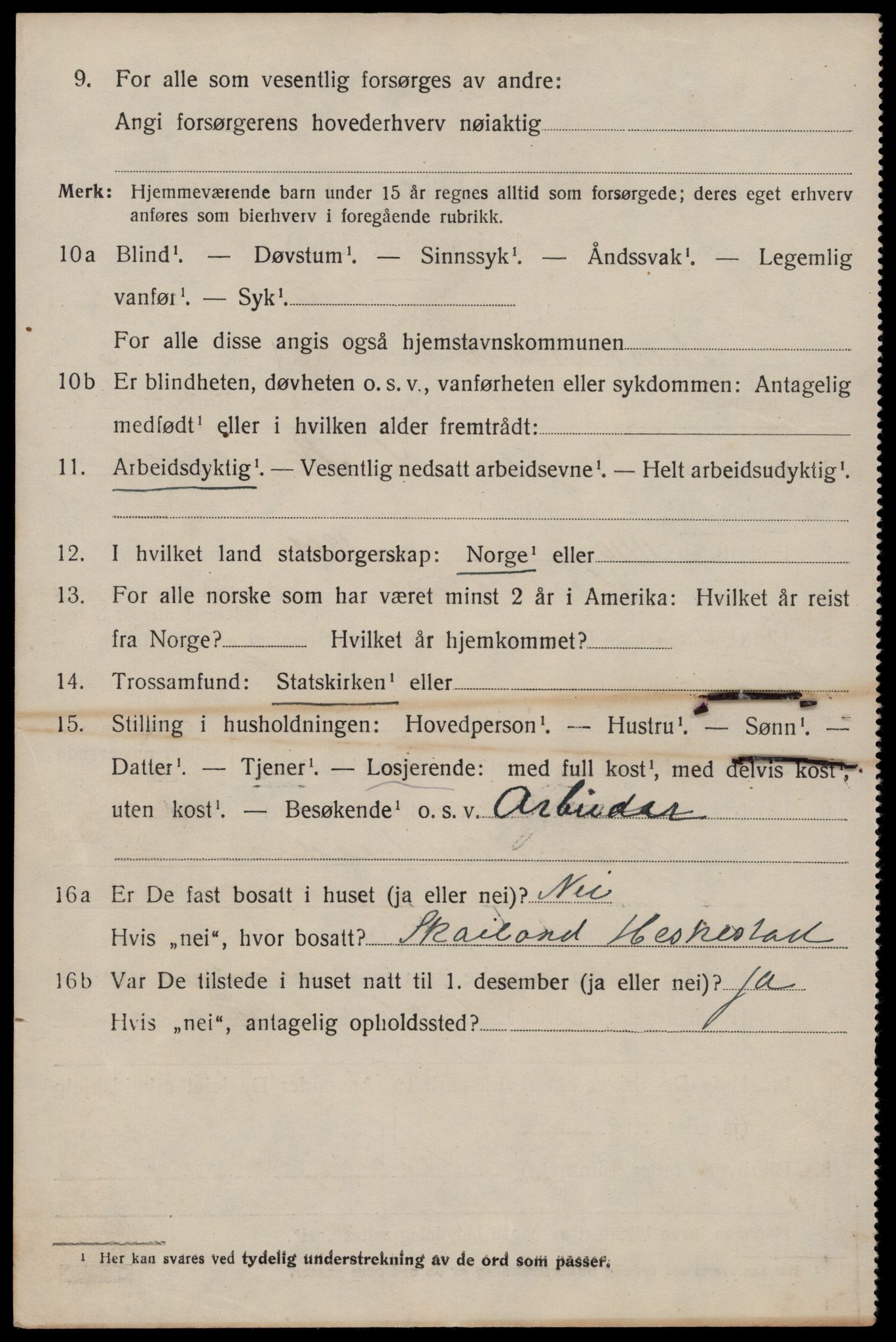 SAST, 1920 census for Heskestad, 1920, p. 2148