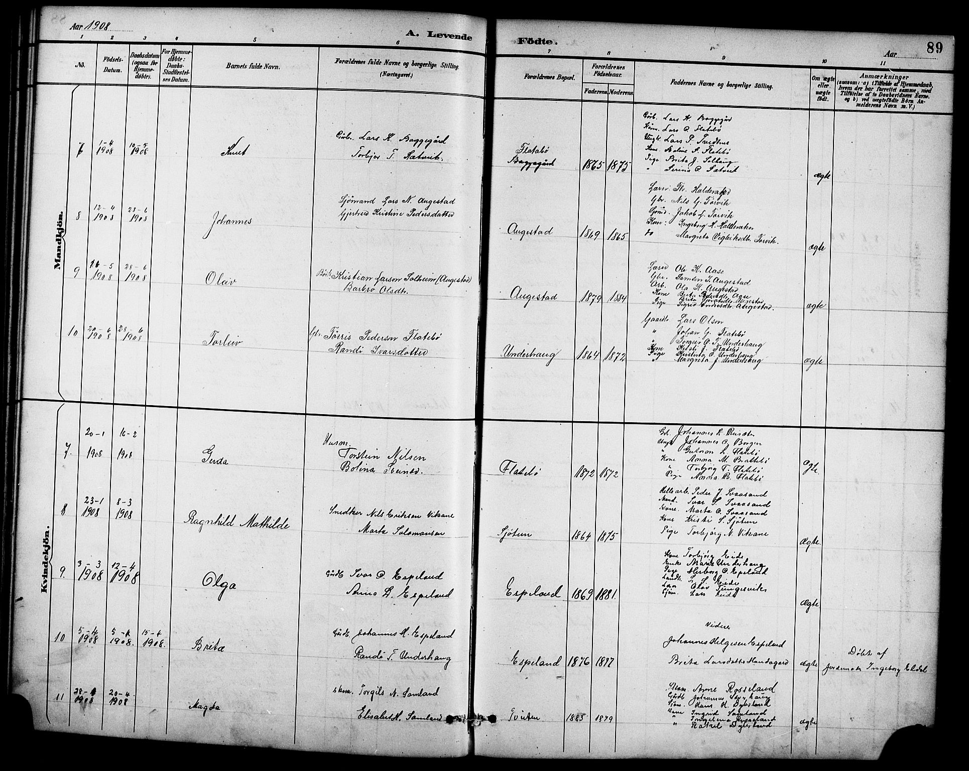 Ullensvang sokneprestembete, AV/SAB-A-78701/H/Hab: Parish register (copy) no. D 1, 1891-1908, p. 89