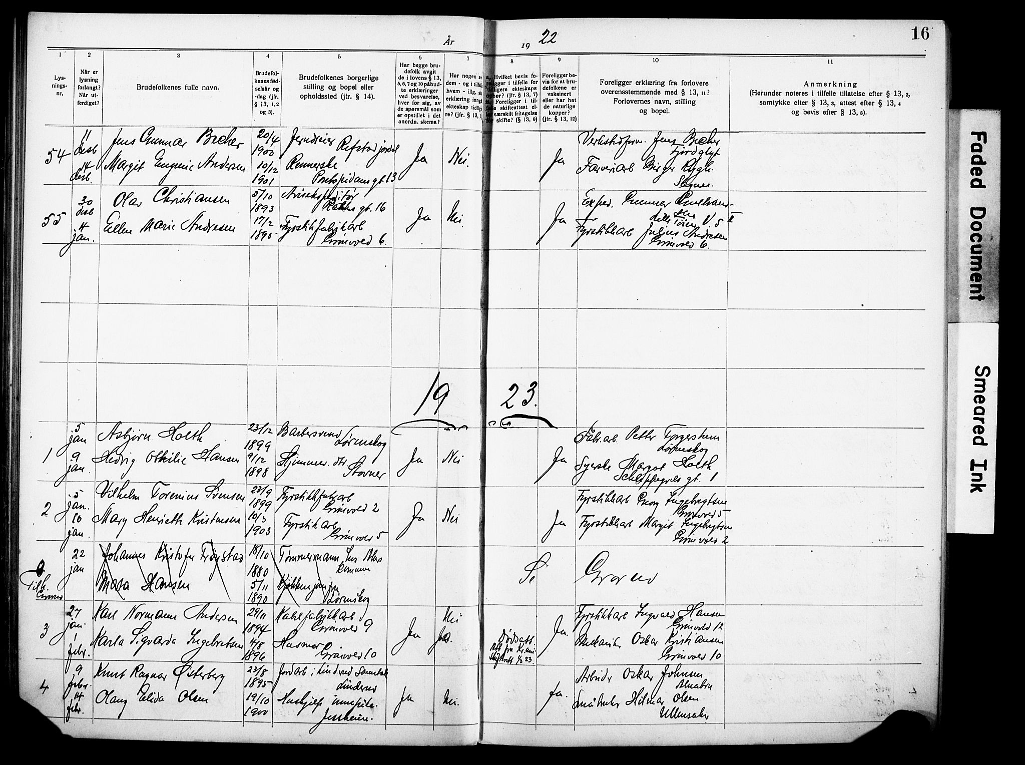 Østre Aker prestekontor Kirkebøker, AV/SAO-A-10840/H/Ha/L0007: Banns register no. I 7, 1919-1933, p. 16