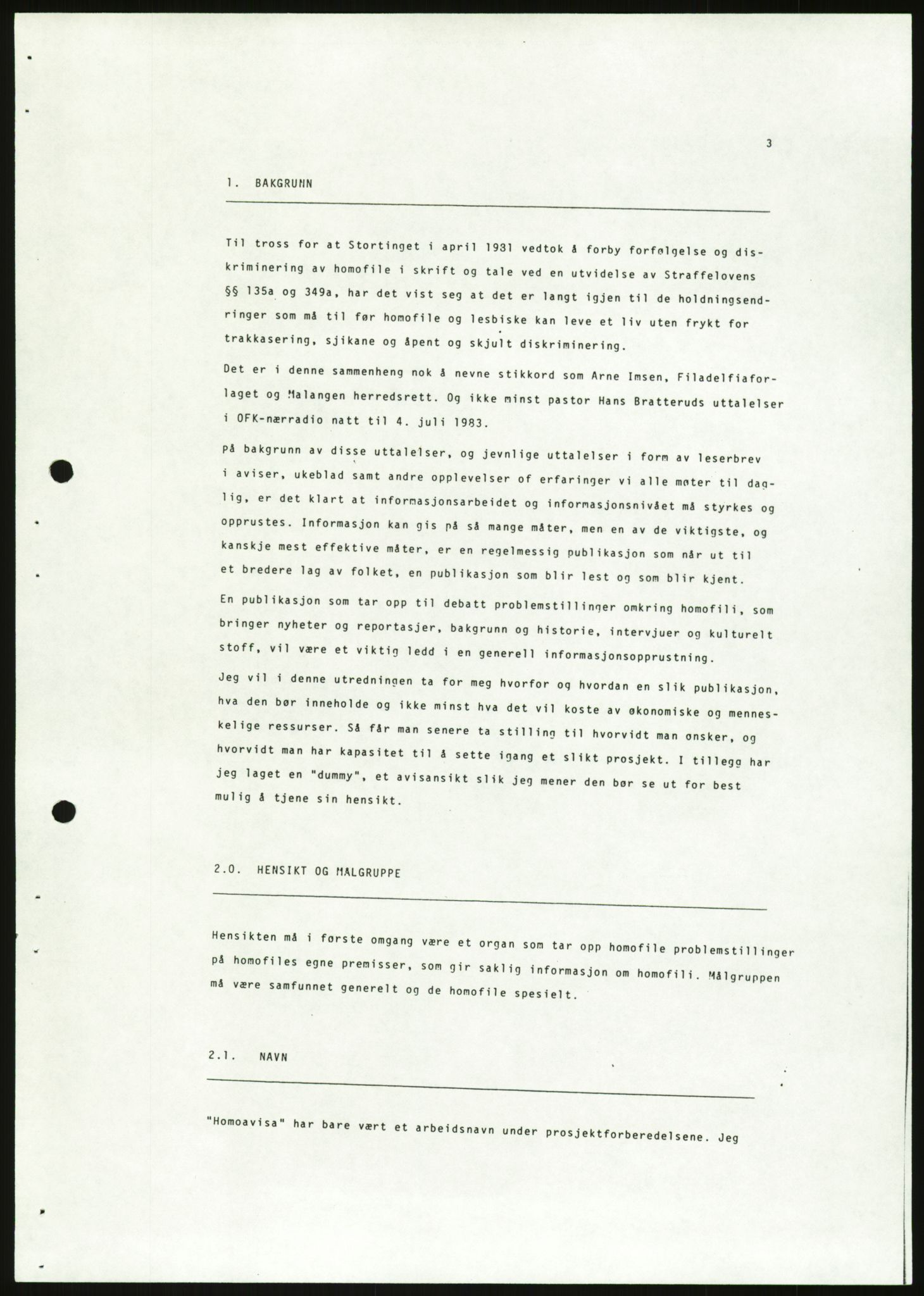 Det Norske Forbundet av 1948/Landsforeningen for Lesbisk og Homofil Frigjøring, AV/RA-PA-1216/E/Eb/L0001: Intern informasjon, 1952-1991, p. 167