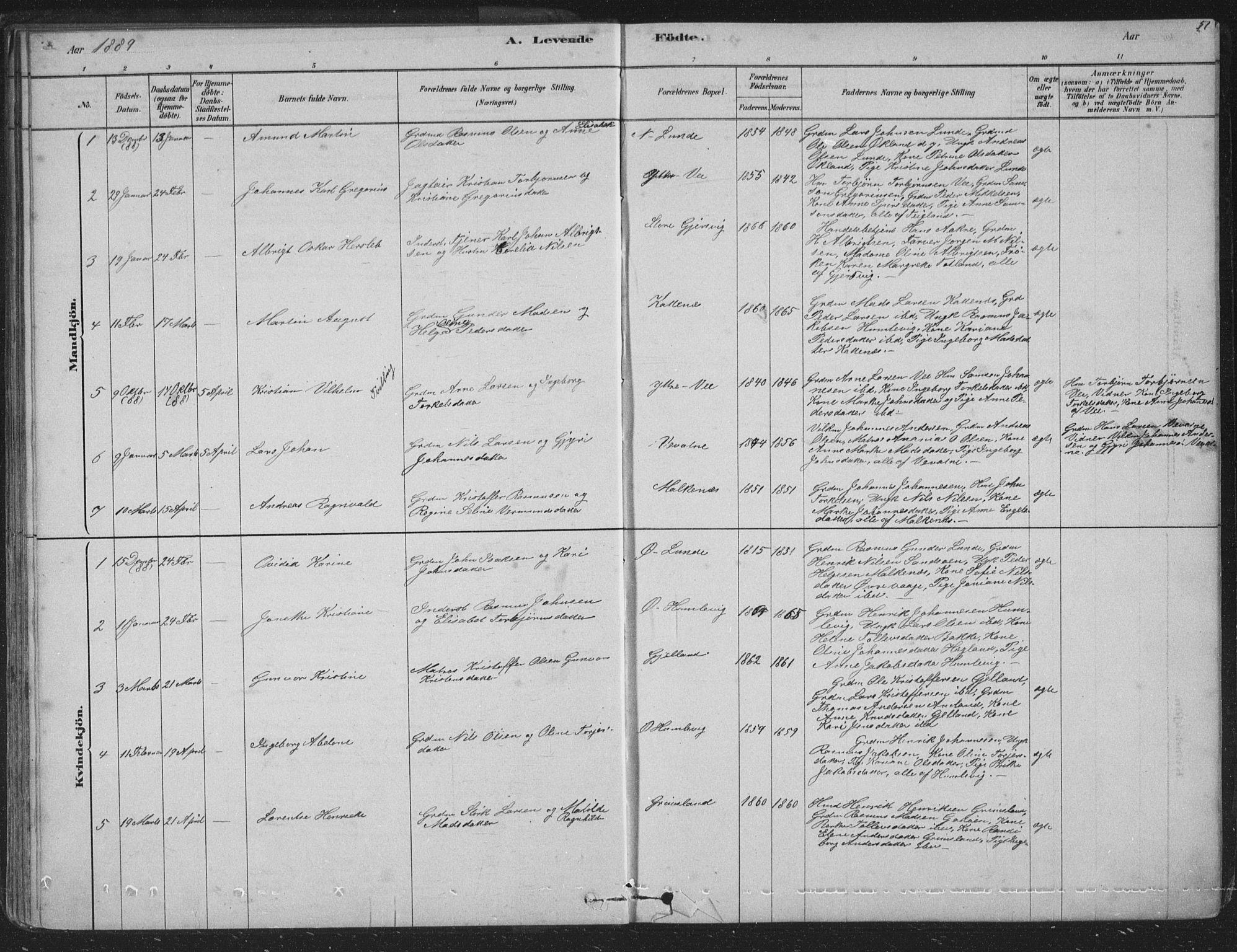 Tysnes sokneprestembete, AV/SAB-A-78601/H/Hab: Parish register (copy) no. B 2, 1878-1918, p. 51