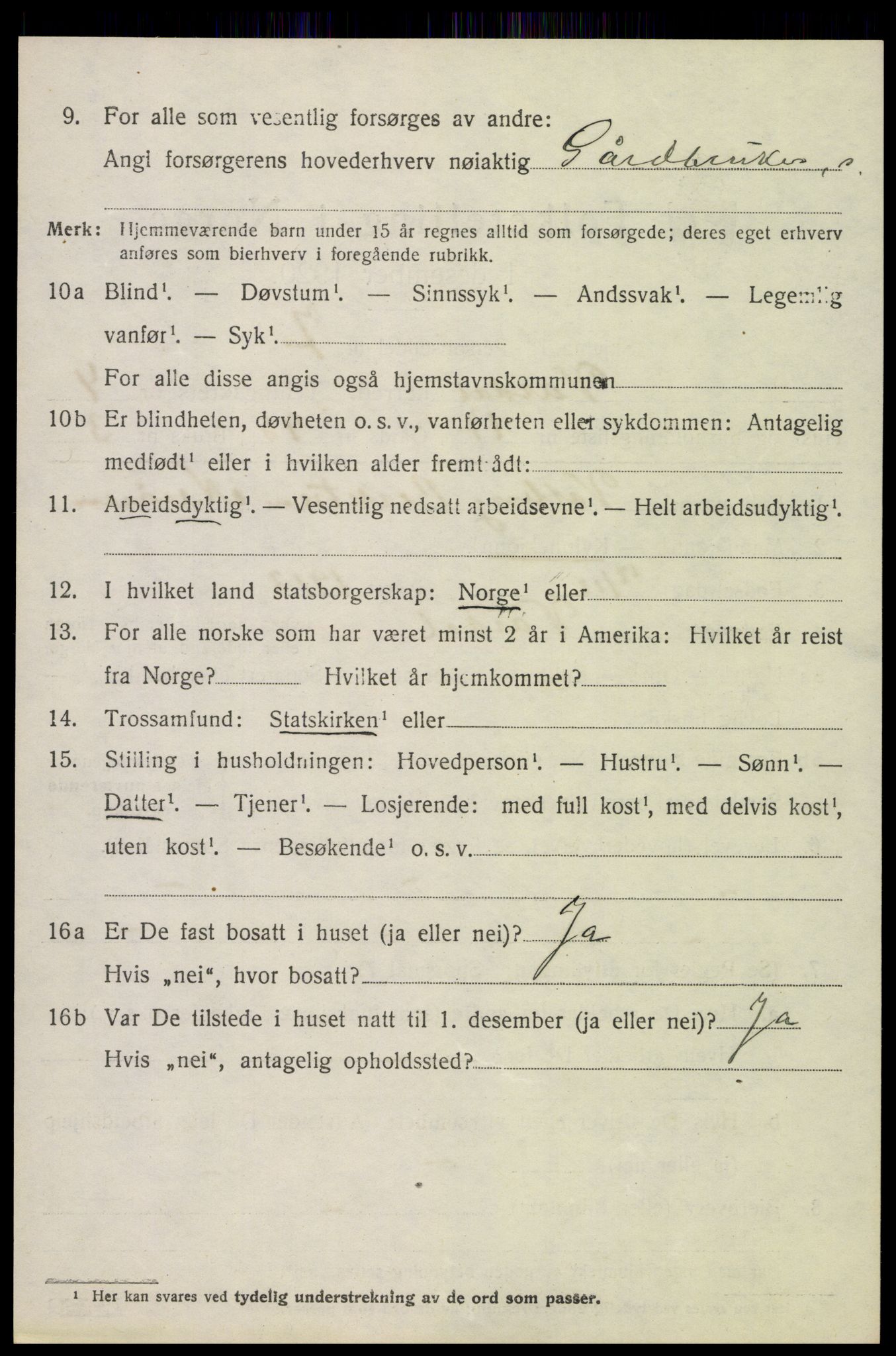 SAH, 1920 census for Vardal, 1920, p. 3034