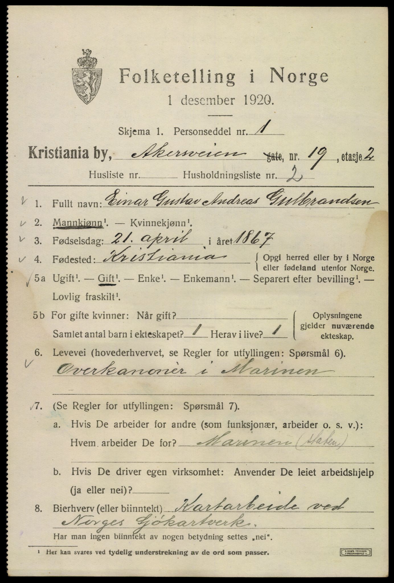 SAO, 1920 census for Kristiania, 1920, p. 140597