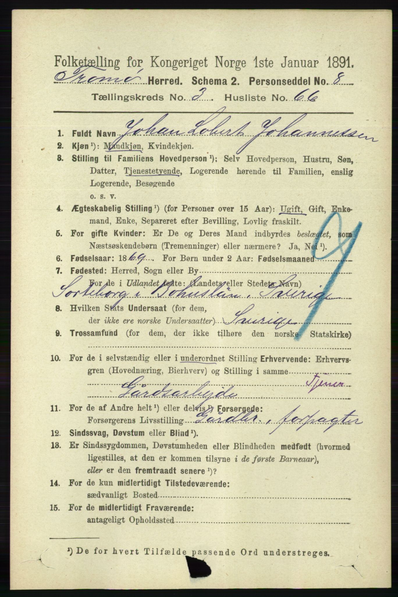 RA, 1891 census for 0921 Tromøy, 1891, p. 1351