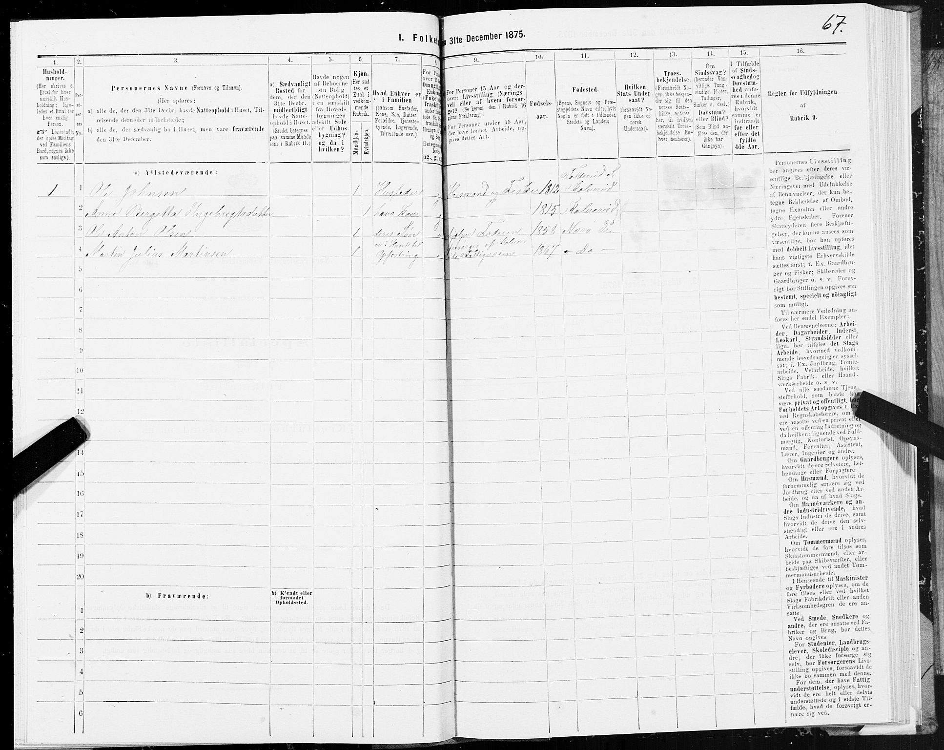 SAT, 1875 census for 1751P Nærøy, 1875, p. 1067