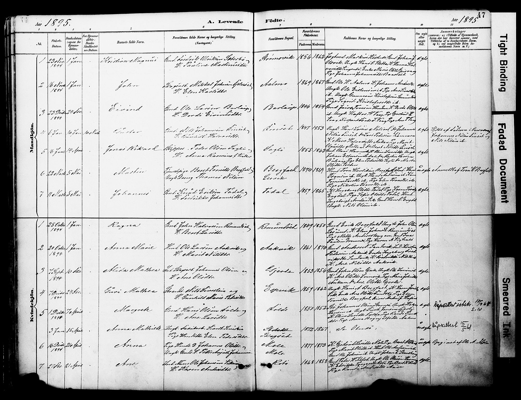 Ministerialprotokoller, klokkerbøker og fødselsregistre - Møre og Romsdal, AV/SAT-A-1454/578/L0907: Parish register (official) no. 578A06, 1887-1904, p. 47