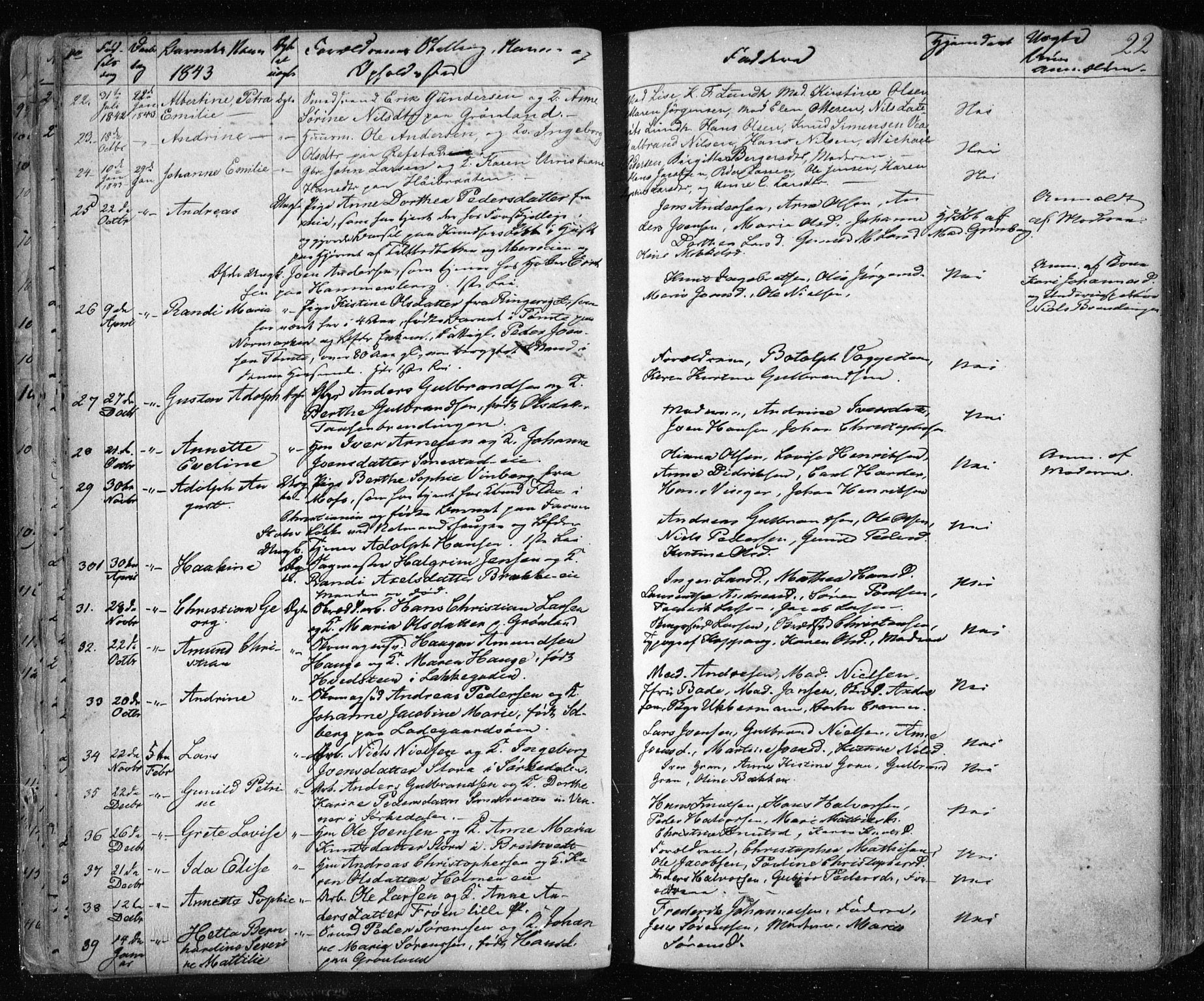 Aker prestekontor kirkebøker, AV/SAO-A-10861/F/L0019: Parish register (official) no. 19, 1842-1852, p. 22