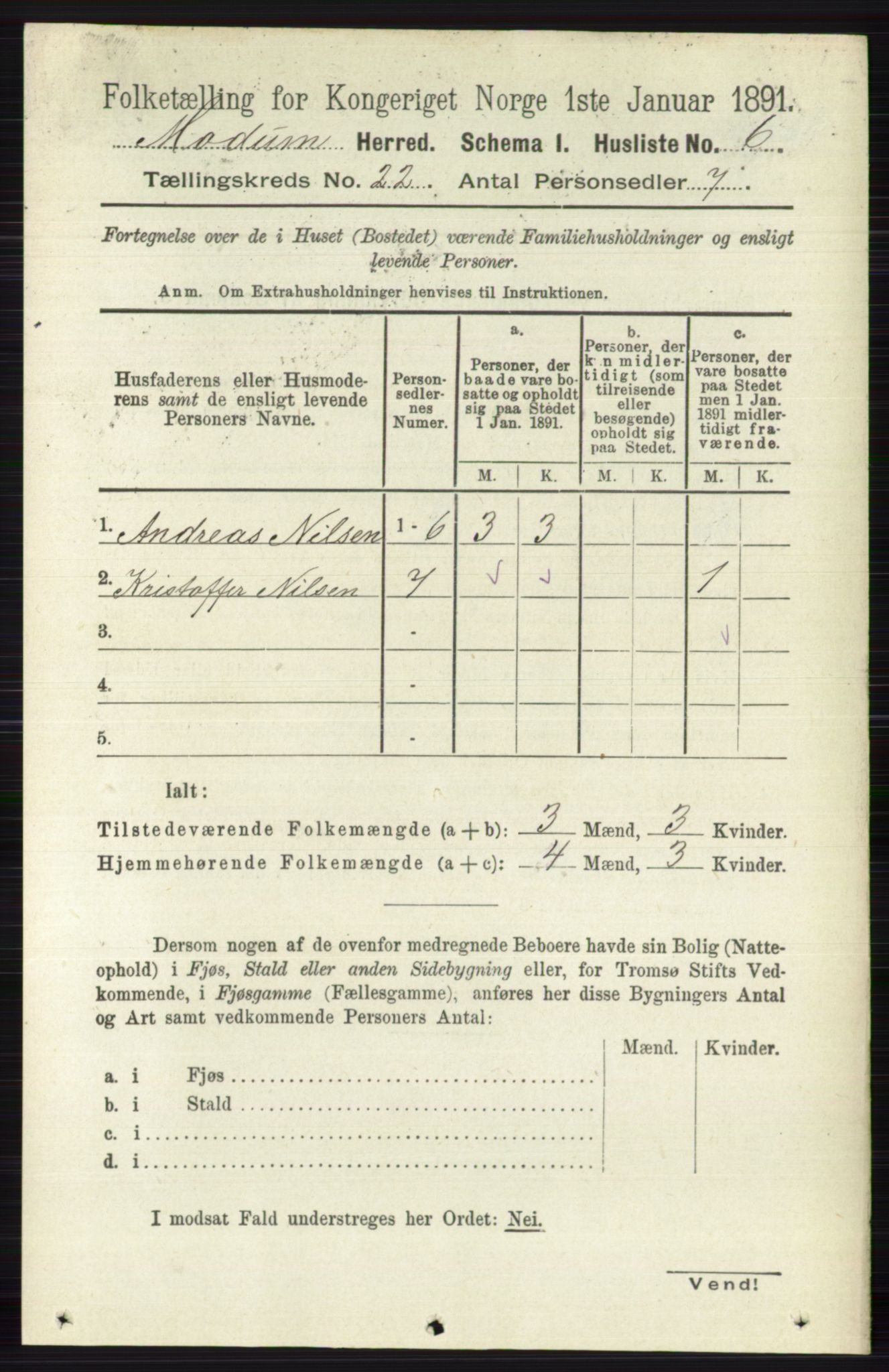 RA, 1891 census for 0623 Modum, 1891, p. 8342