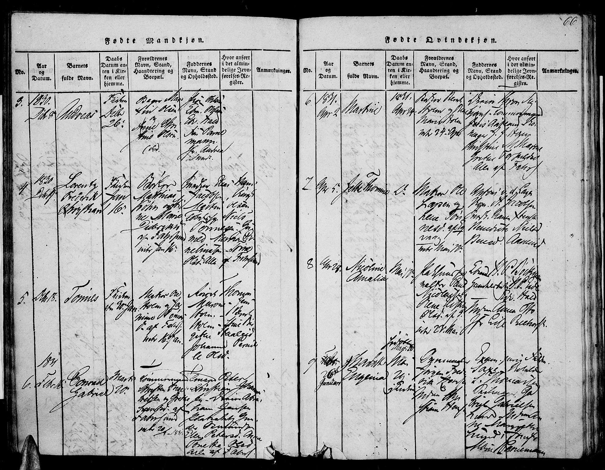 Farsund sokneprestkontor, AV/SAK-1111-0009/F/Fa/L0002: Parish register (official) no. A 2, 1815-1836, p. 66