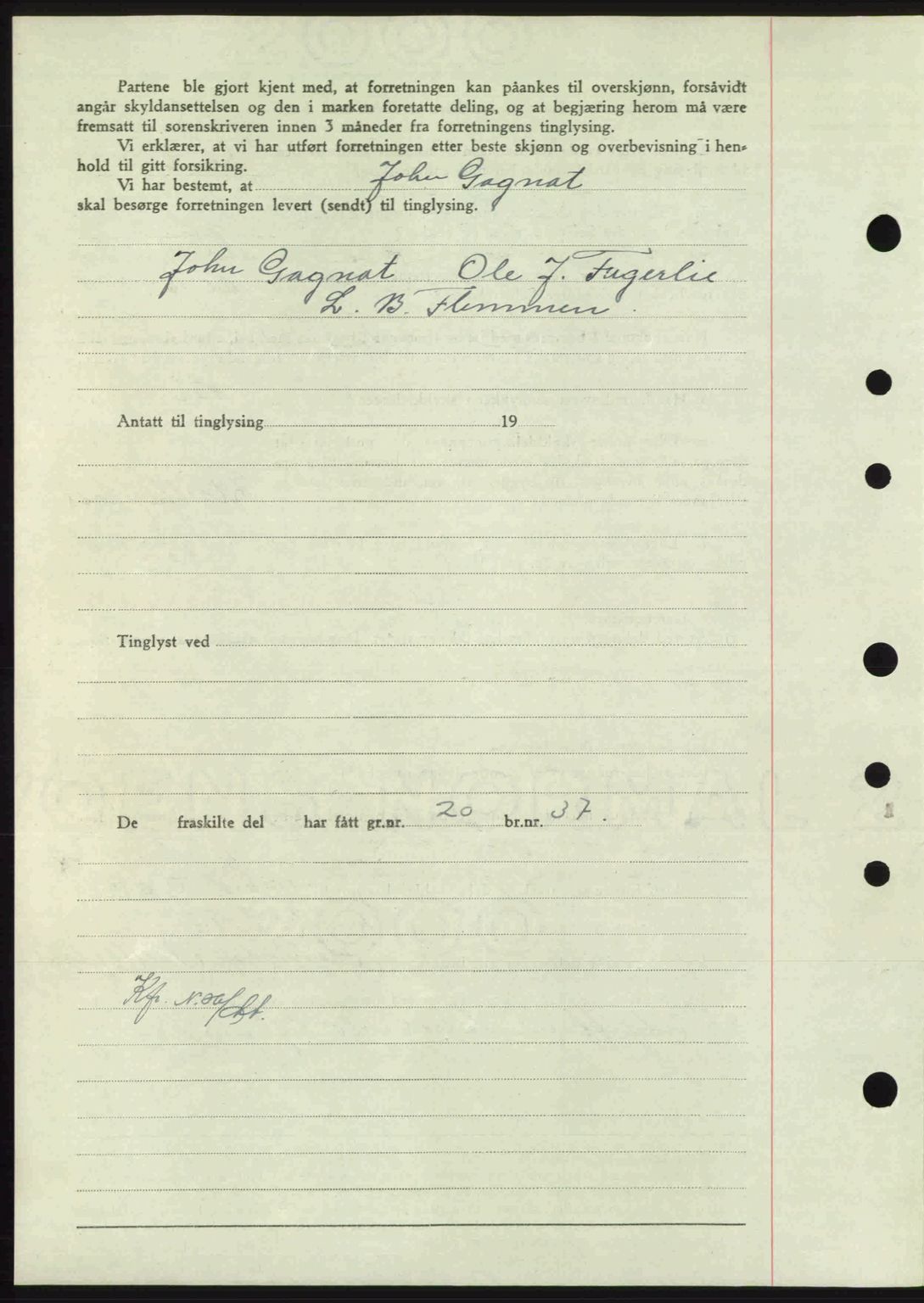 Nordmøre sorenskriveri, AV/SAT-A-4132/1/2/2Ca: Mortgage book no. A103, 1946-1947, Diary no: : 2556/1946